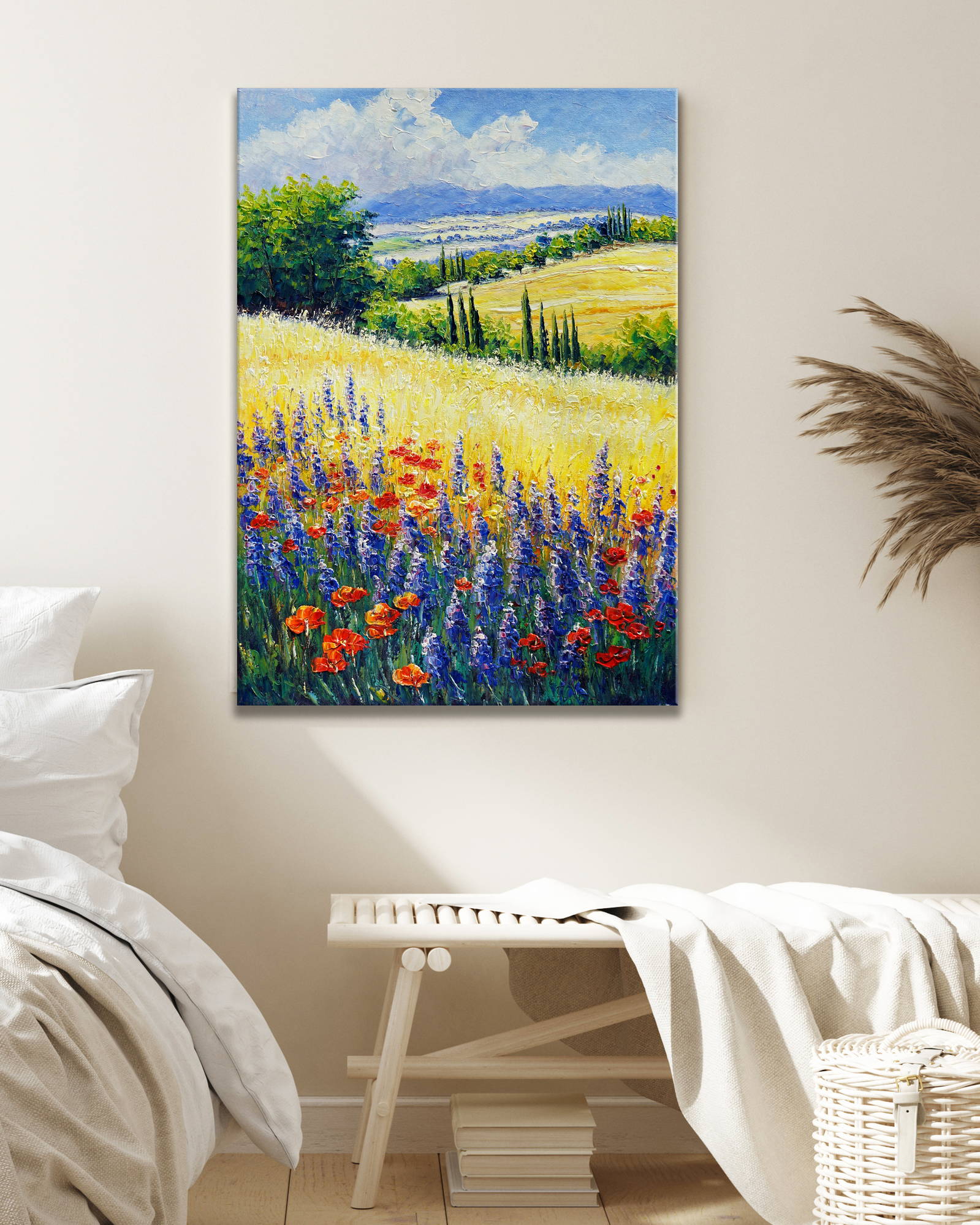 Dipinto Campi fiori selvatici sulle colline toscane 50x70cm