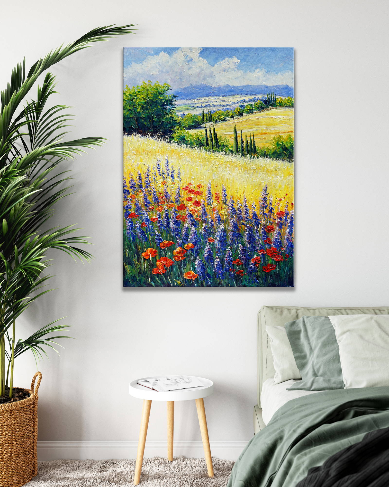 Dipinto Campi fiori selvatici sulle colline toscane 50x70cm