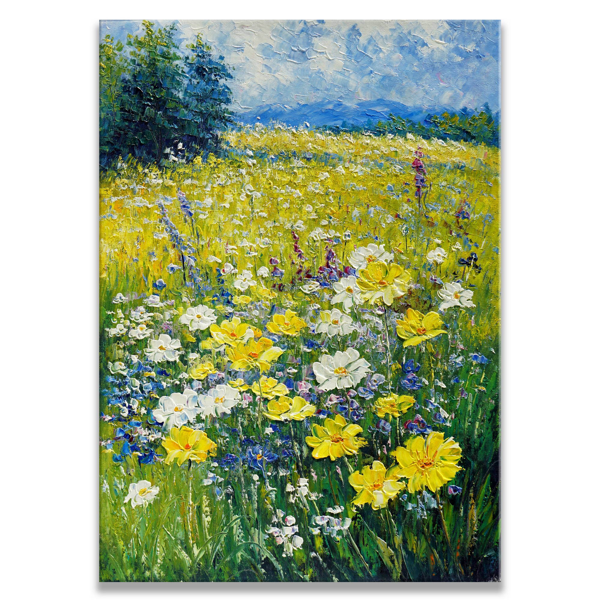 Dipinto a mano olio su tela Campi di fiori slevatici