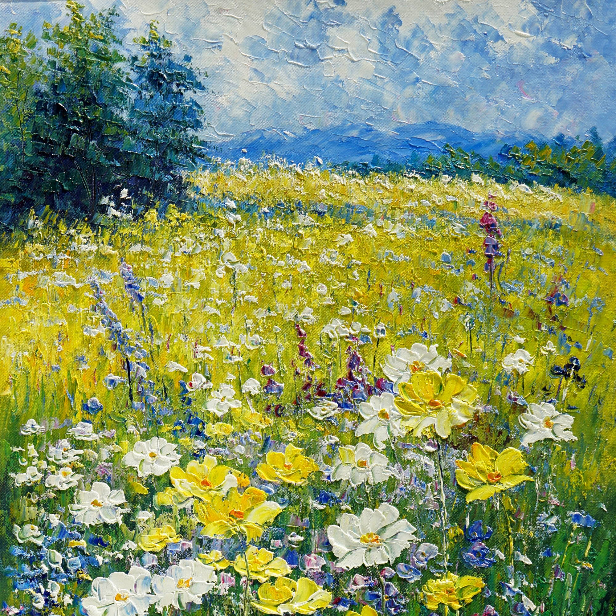 Dipinto Campi di fiori selvatici 50x70cm