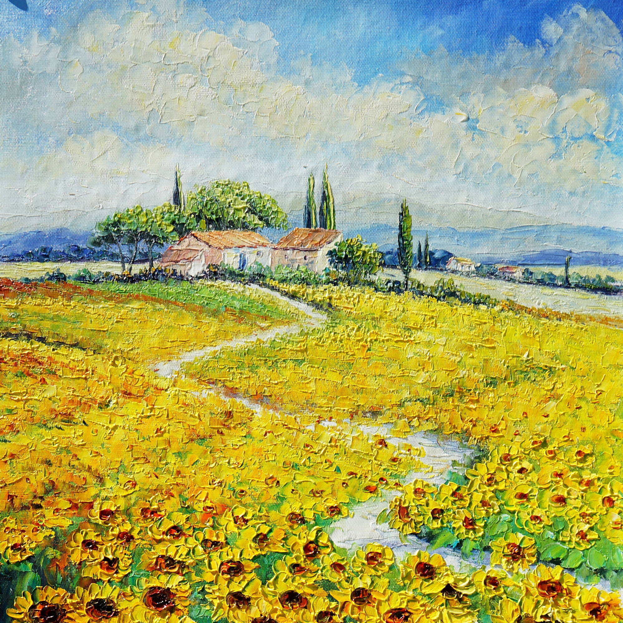 Dipinto a mano Campo di Girasoli 50x70cm