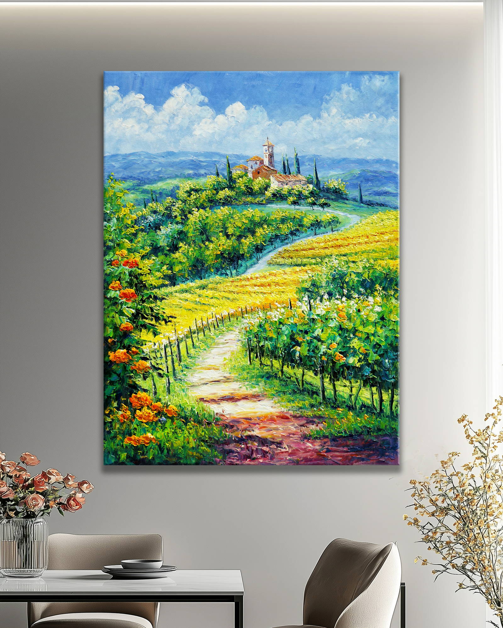 Dipinto Vigneti sulle colline della Toscana 60x80cm