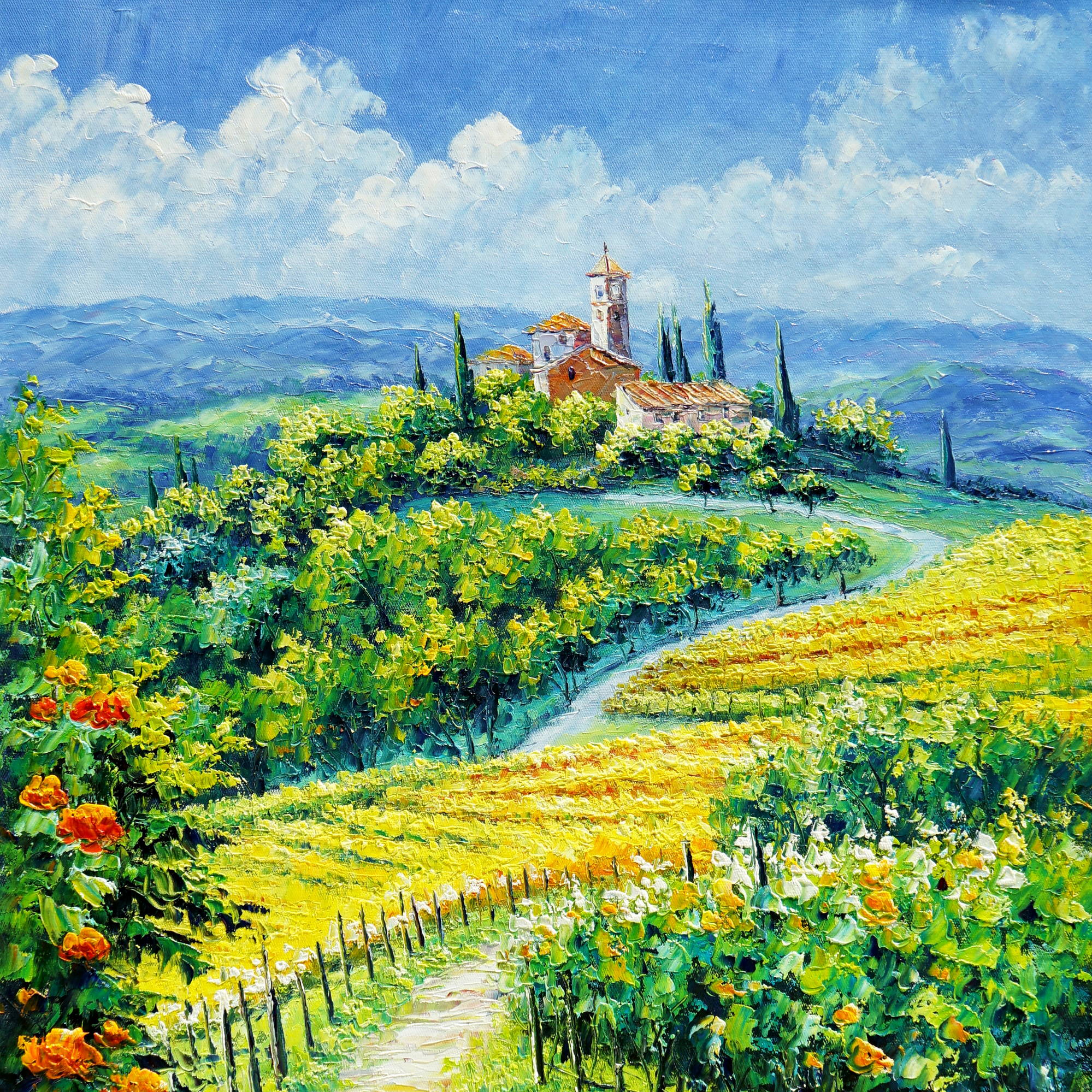 Dipinto Vigneti sulle colline della Toscana 60x80cm