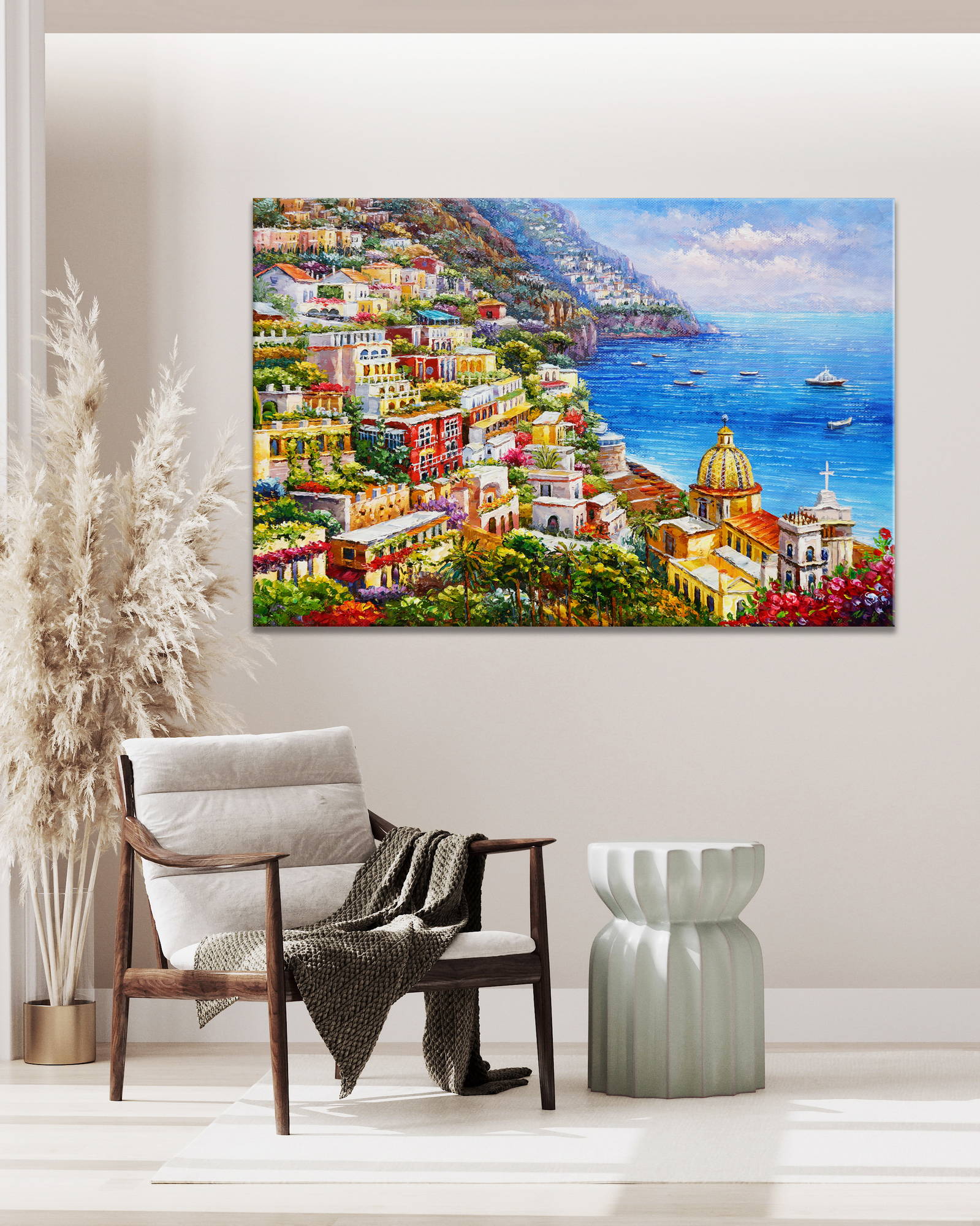 Hand painted View of Positano 60x90cm