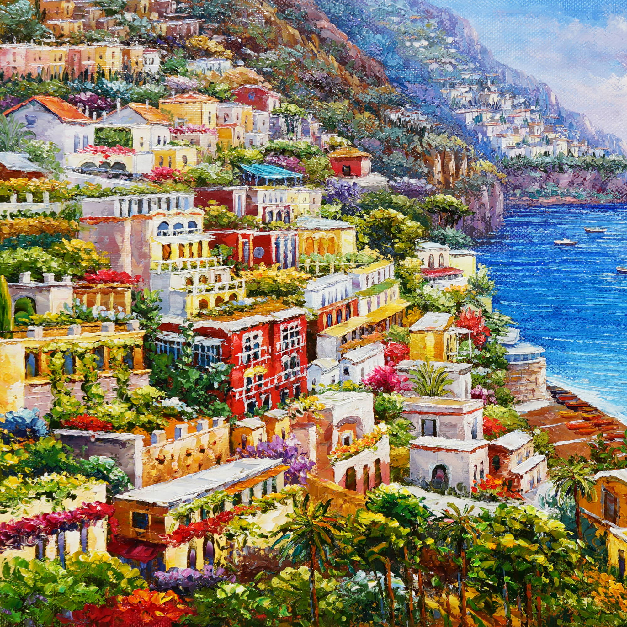 Hand painted View of Positano 60x90cm