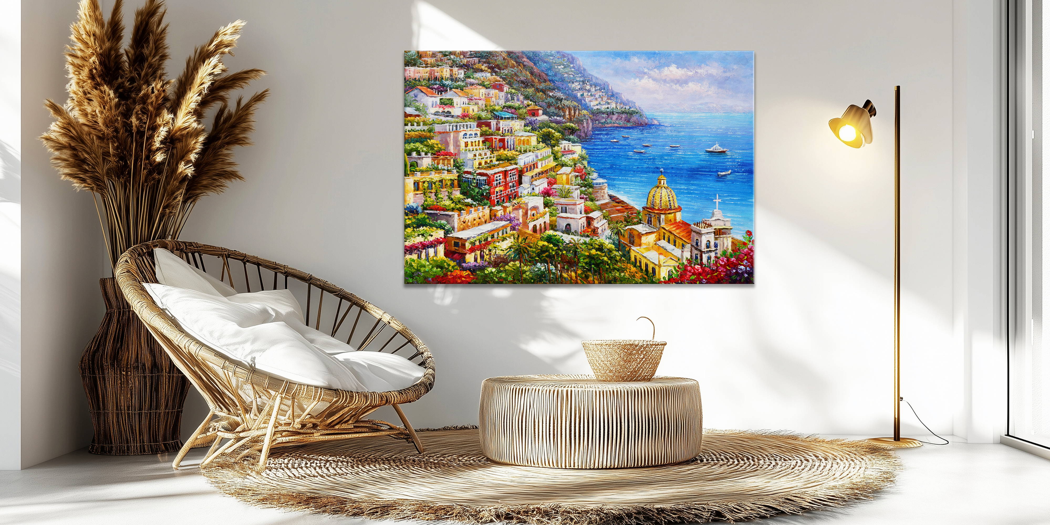 Hand painted View of Positano 60x90cm