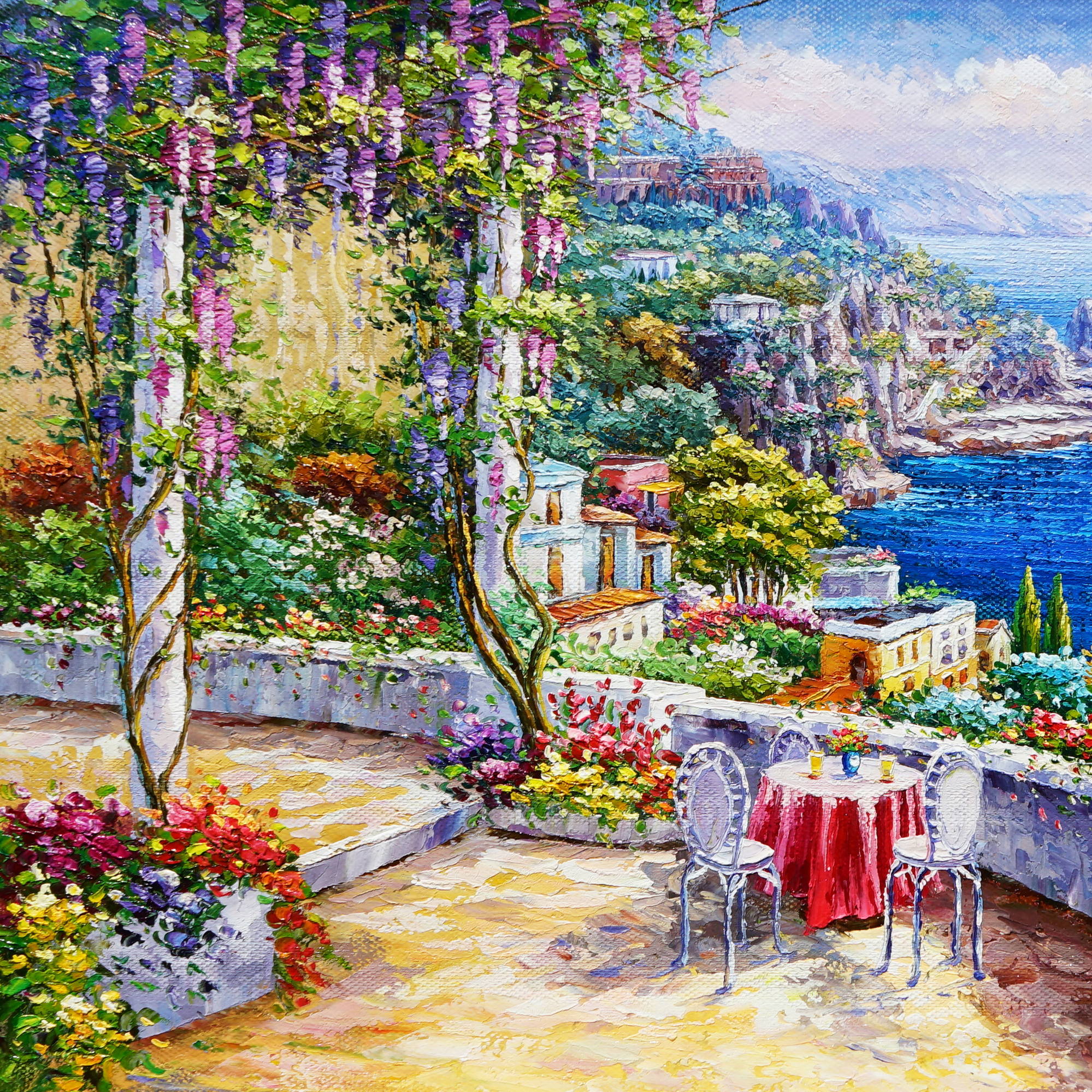 Hand painted Terrace on the Faraglioni Capri 60x90cm