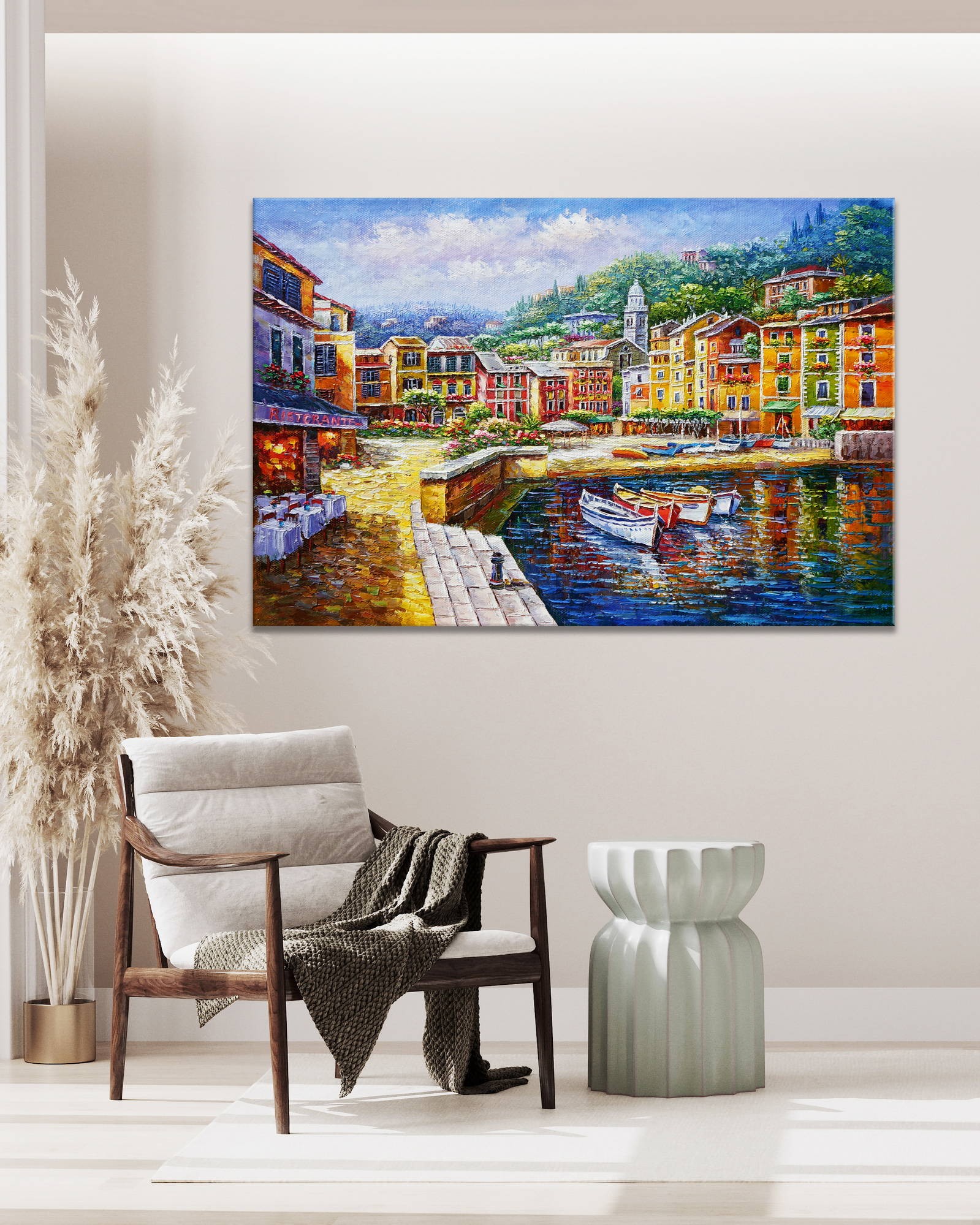 Hand painted Picturesque village of Portofino 60x90cm