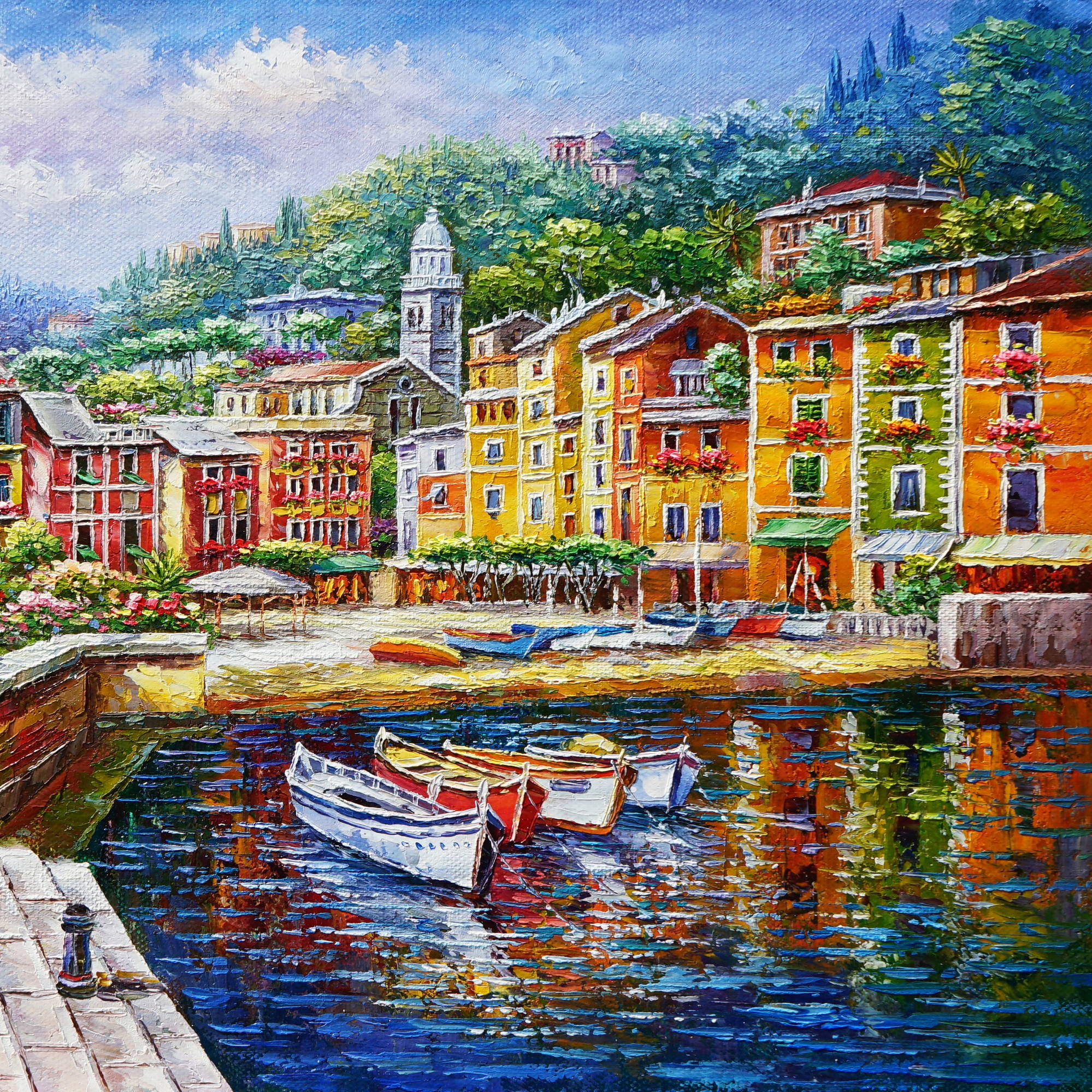 Hand painted Picturesque village of Portofino 60x90cm