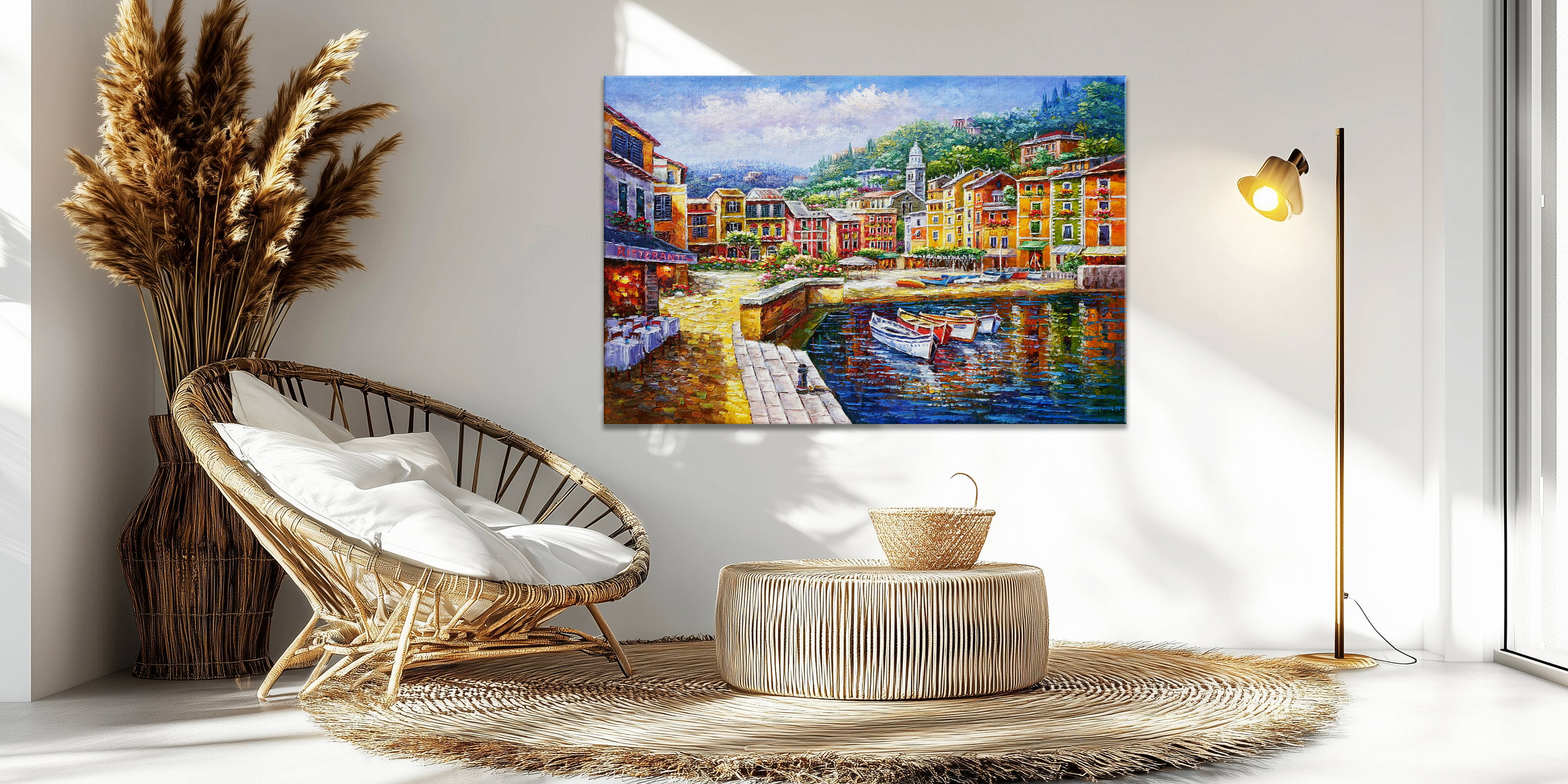 Hand painted Picturesque village of Portofino 60x90cm