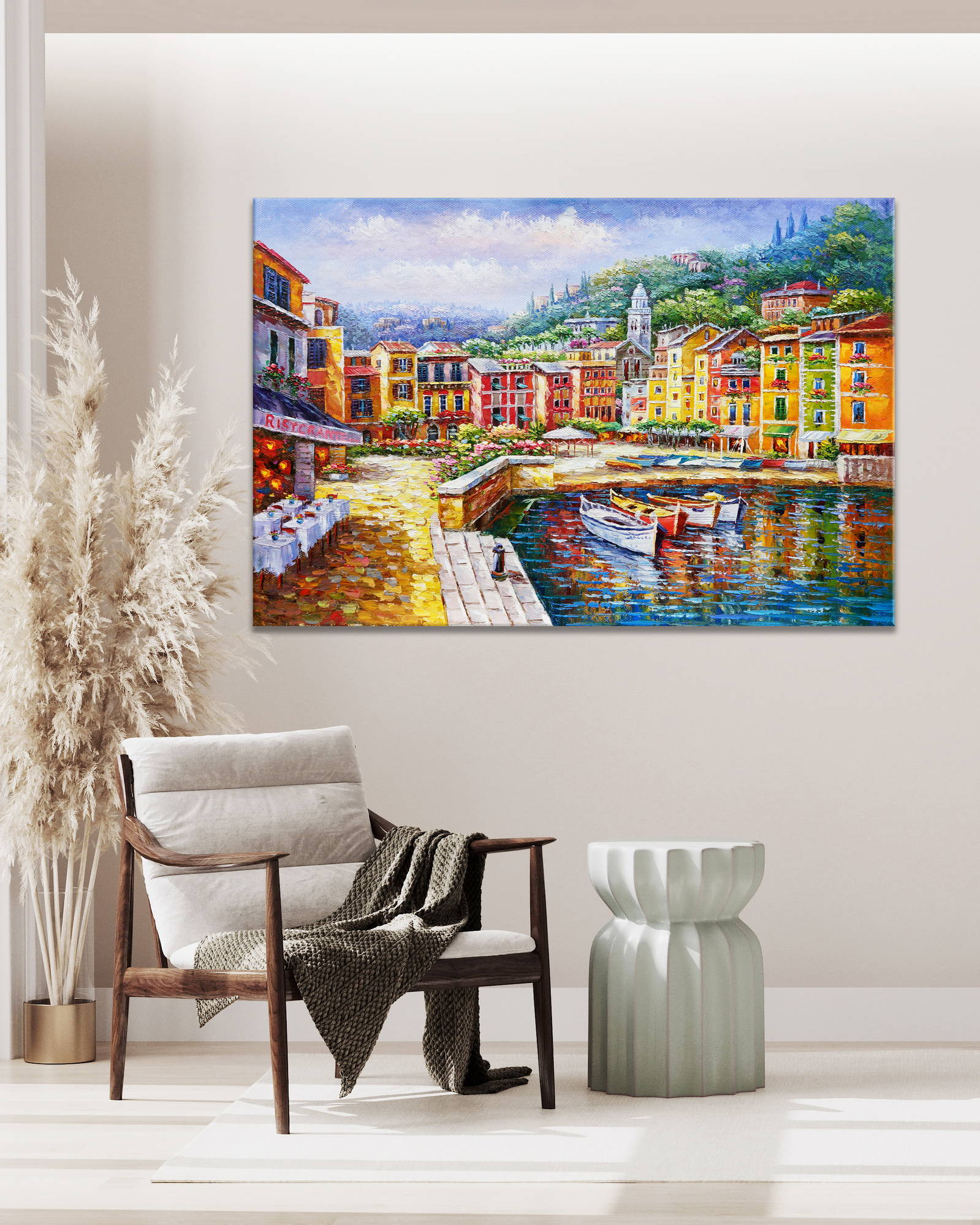 Hand painted Picturesque village of Portofino 60x90cm