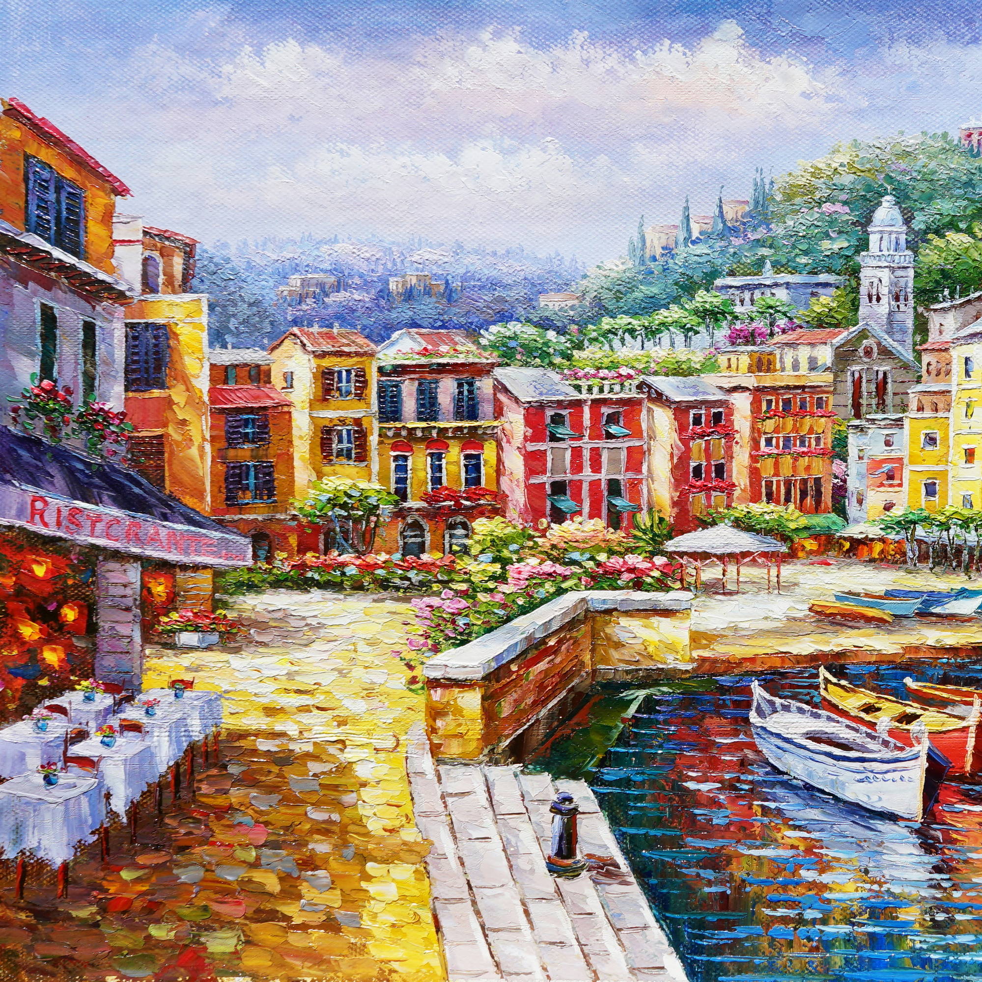 Hand painted Picturesque village of Portofino 60x90cm