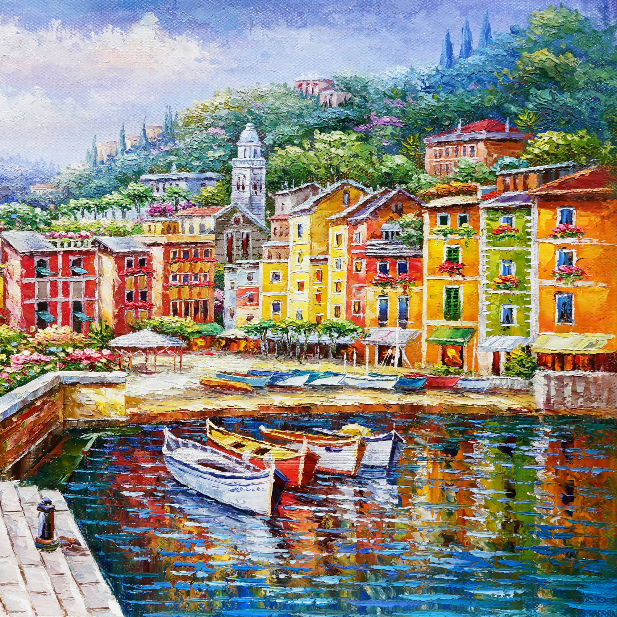 Hand painted Picturesque village of Portofino 60x90cm