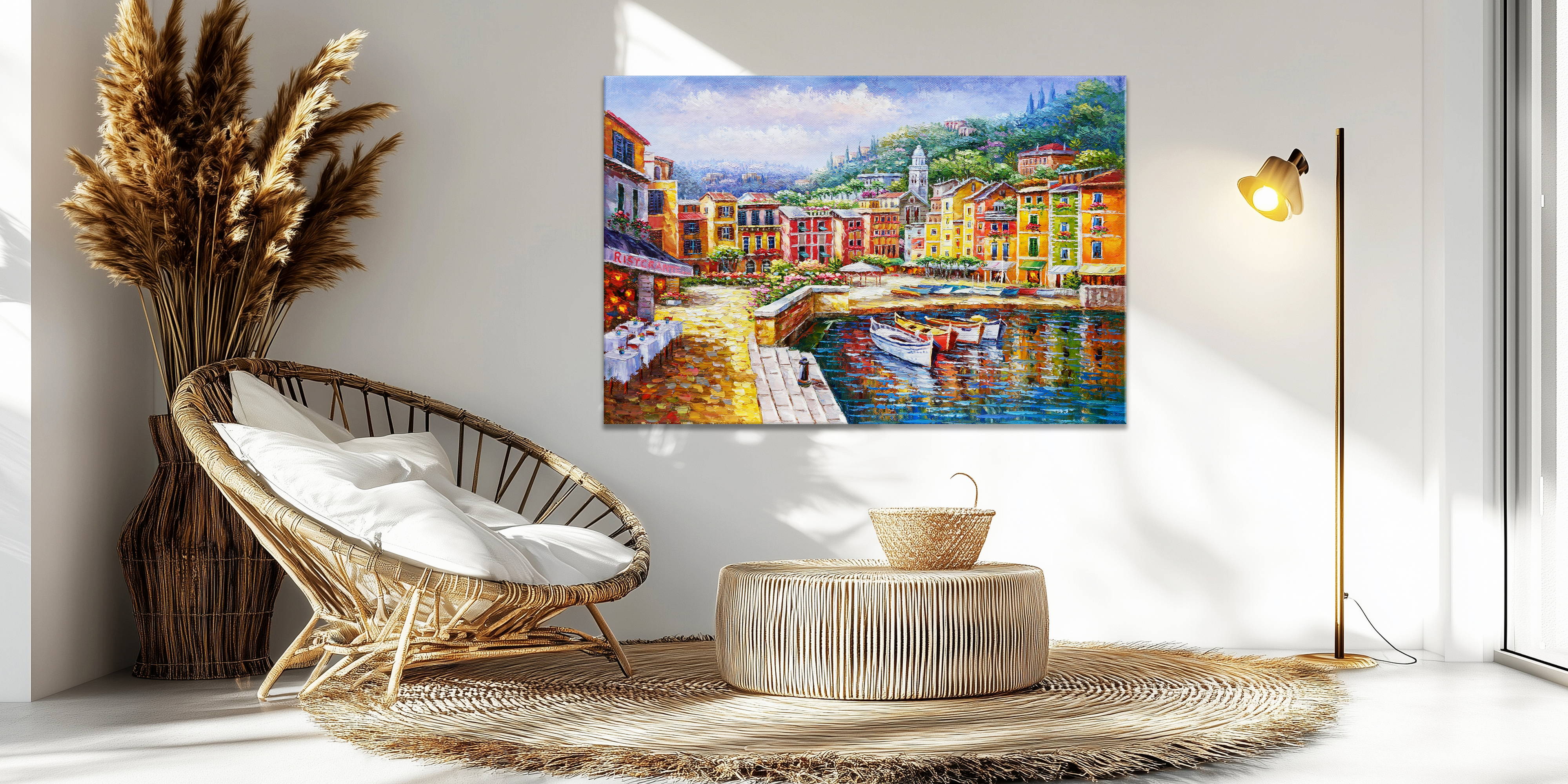 Hand painted Picturesque village of Portofino 60x90cm