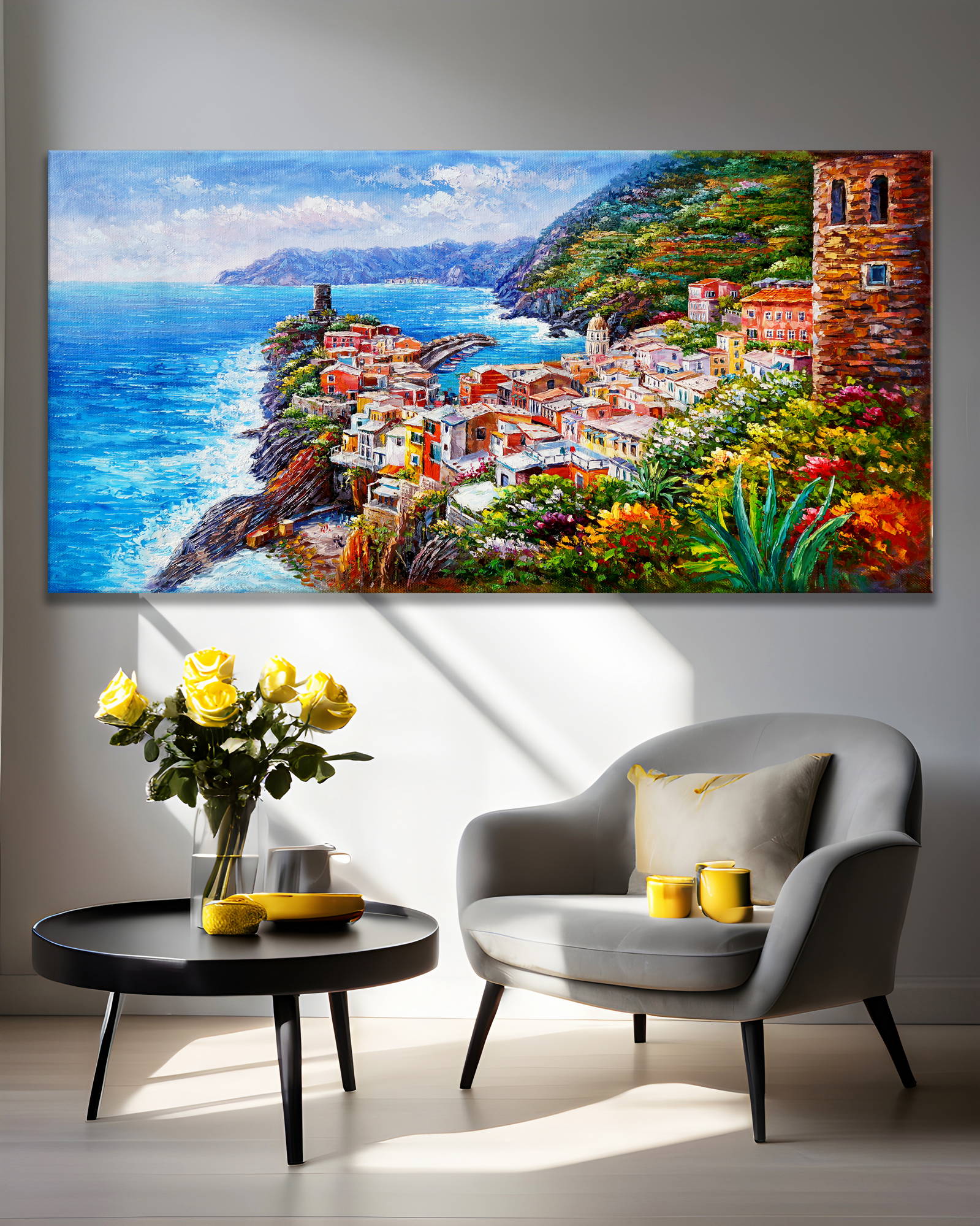 Hand painted Vernazza Village Cinque Terre60x120cm