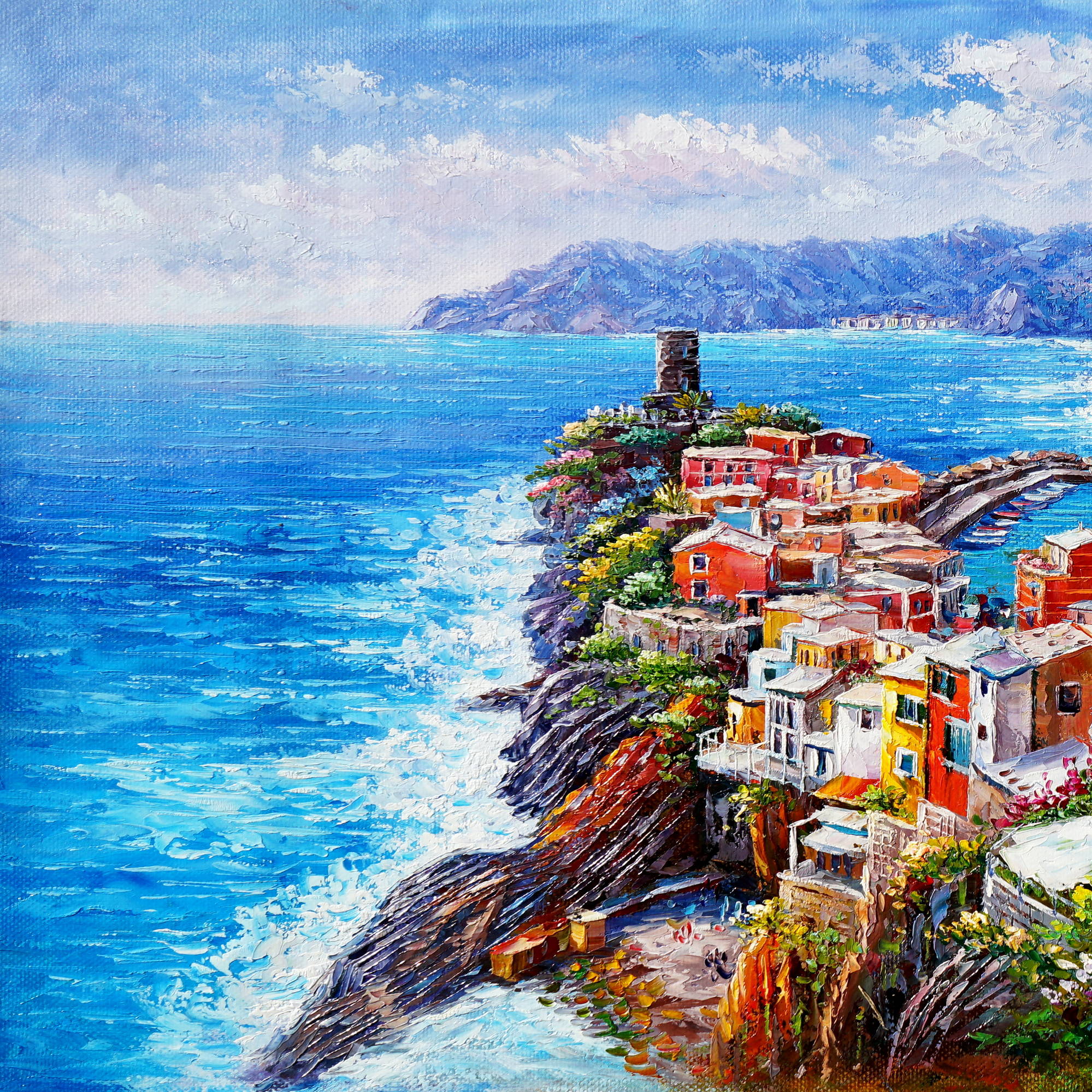 Hand painted Vernazza Village Cinque Terre60x120cm