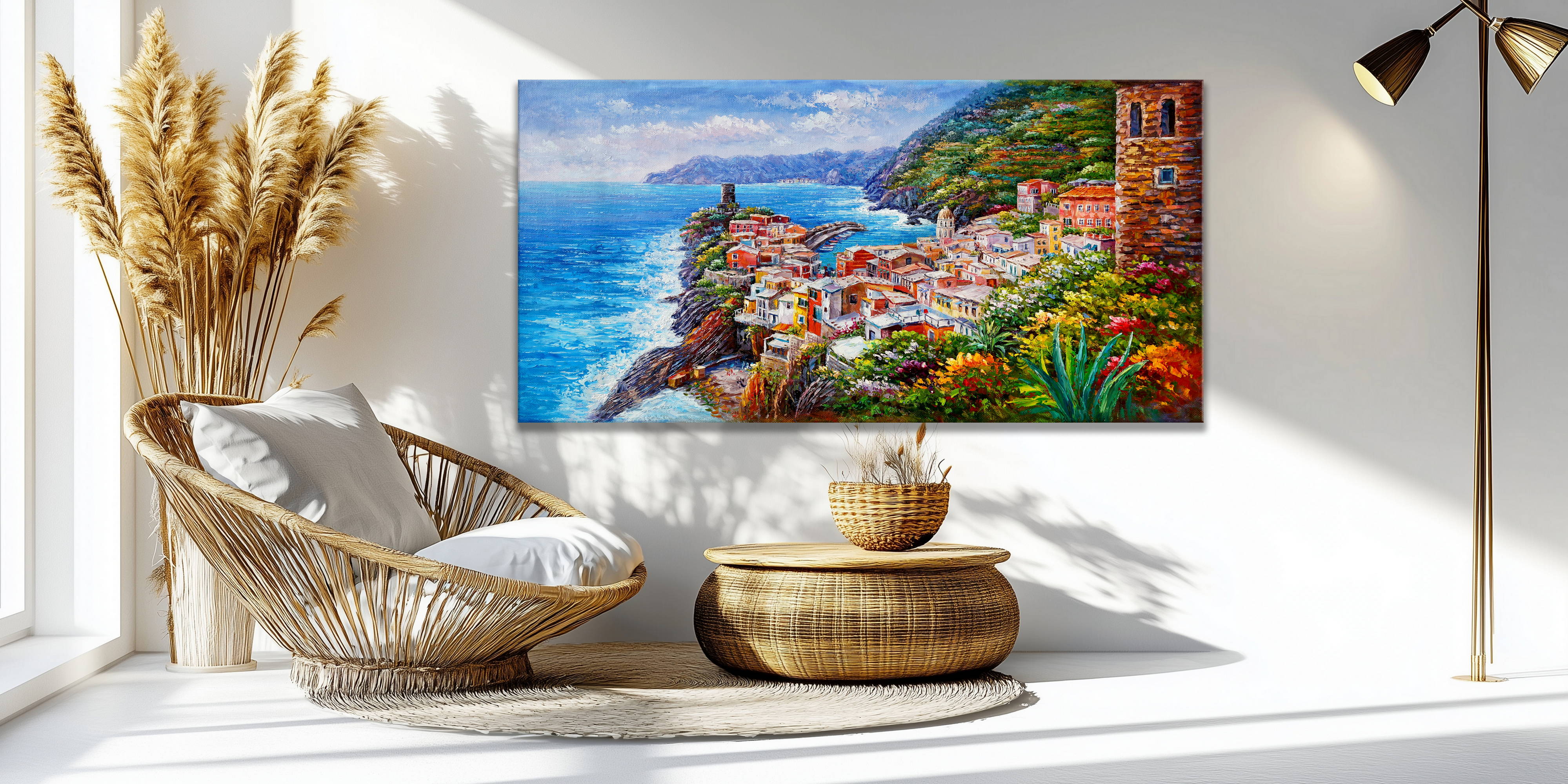 Hand painted Vernazza Village Cinque Terre60x120cm