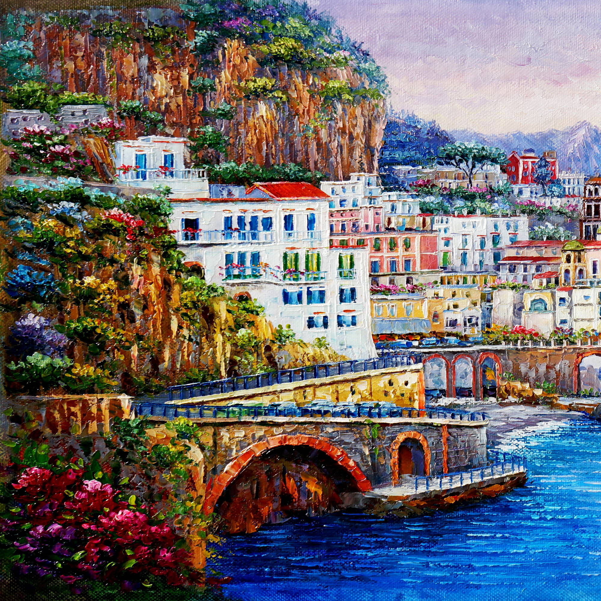 Dipinto a mano Costiera di Atrani 60x120cm