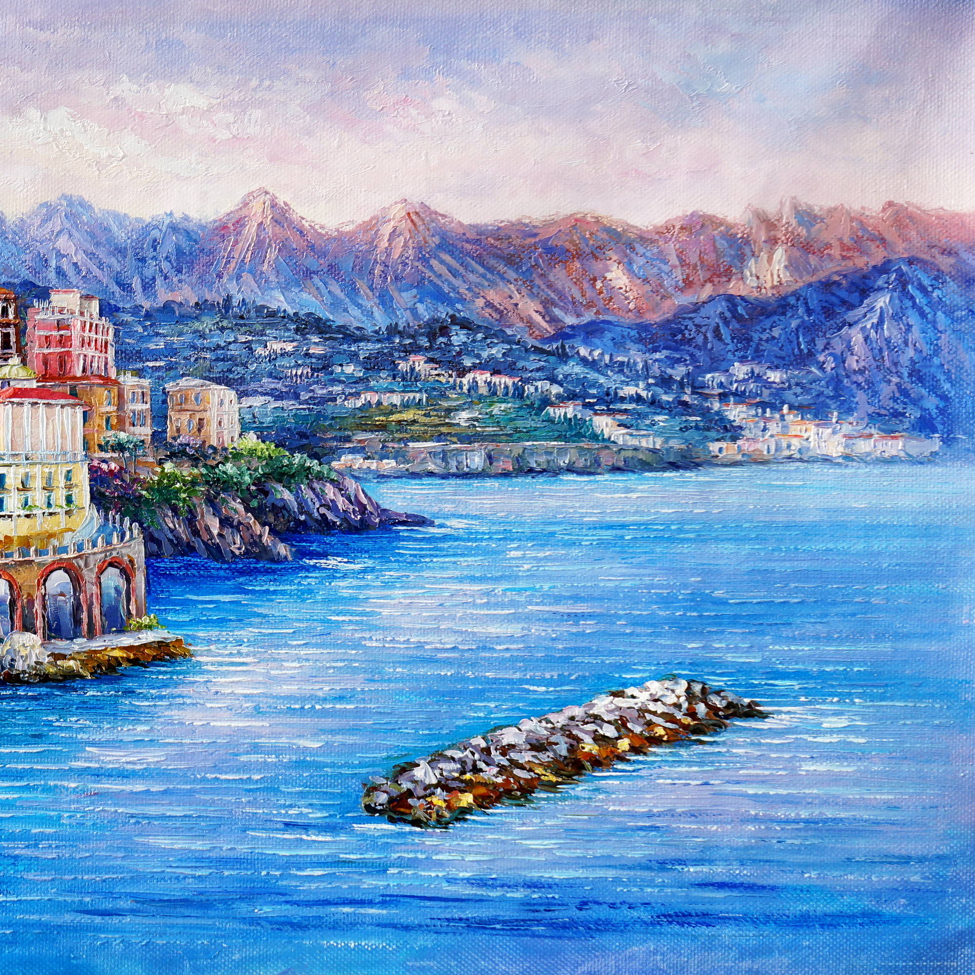 Dipinto a mano Costiera di Atrani 60x120cm