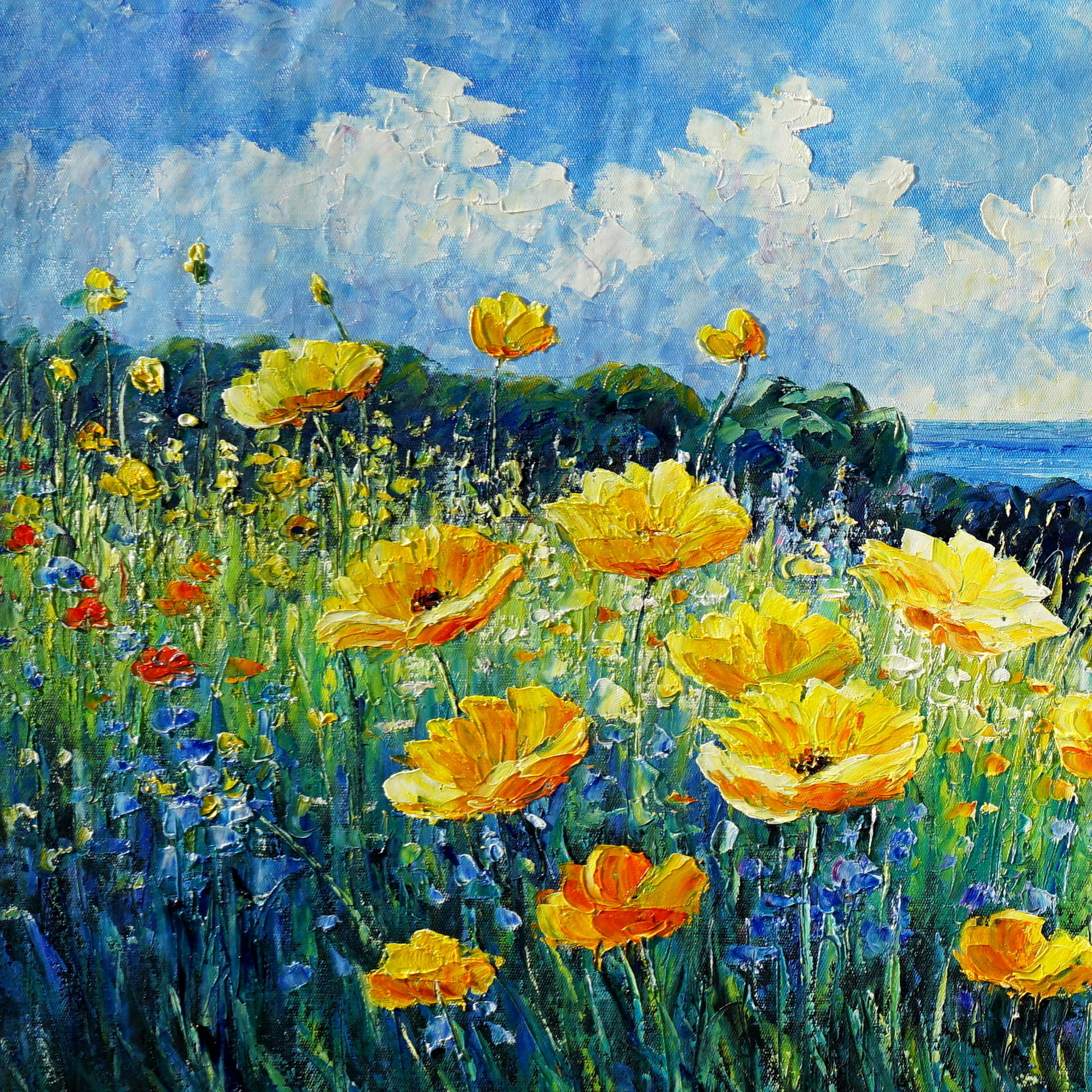 Dipinto Fiori selvatici sulla costa 60x150cm