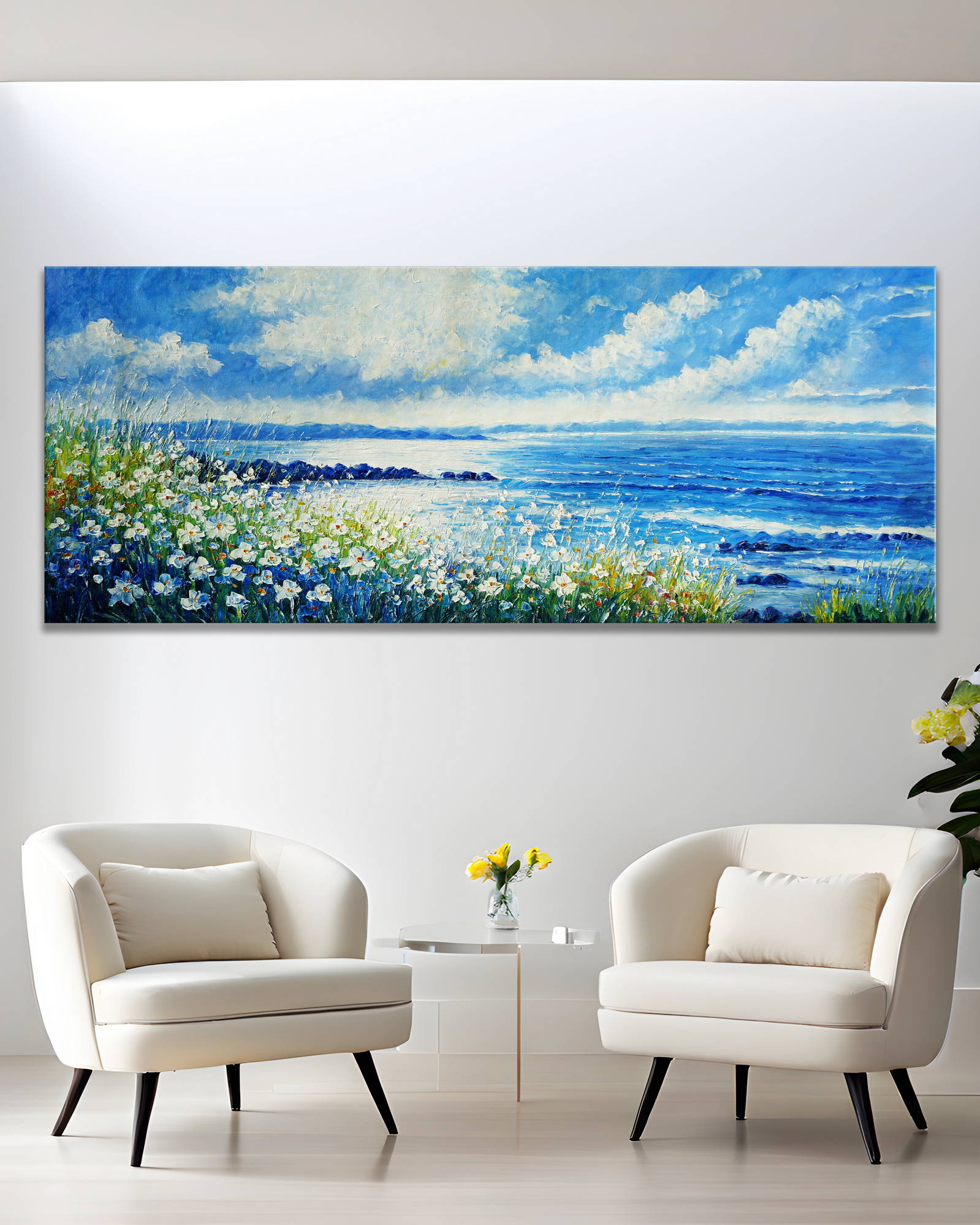 Dipinto Fiori selvatici sulla costa 60x150cm