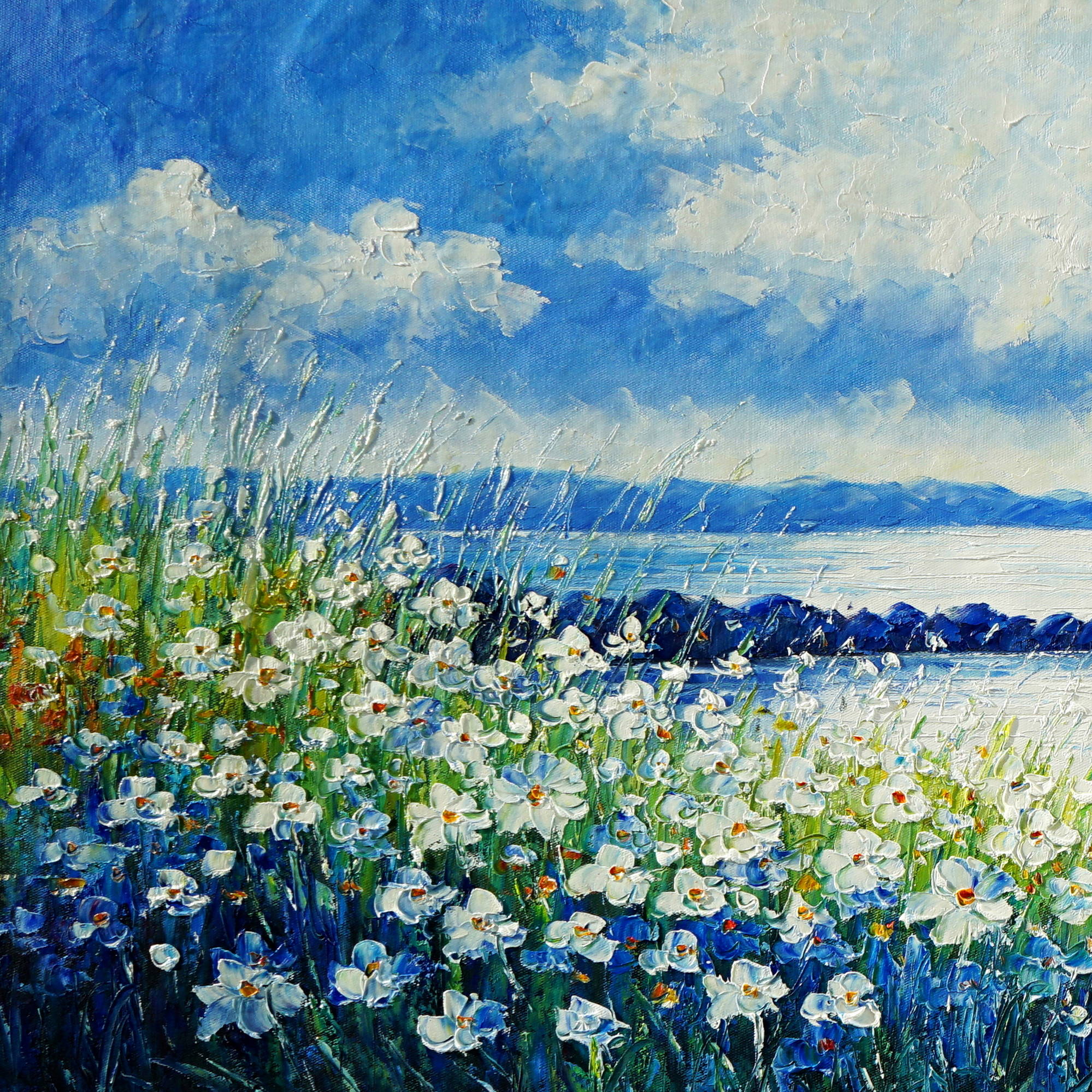 Dipinto Fiori selvatici sulla costa 60x150cm