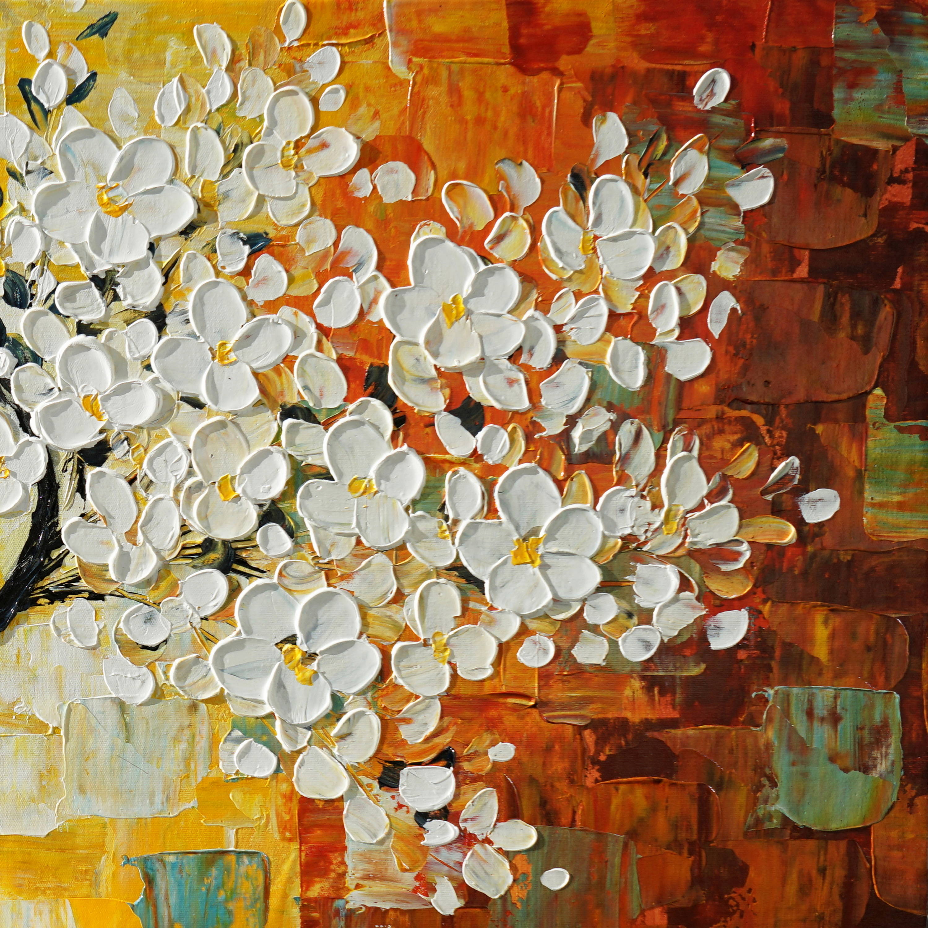 Dipinto a mano moderno Fiori ciliegio 60x150cm