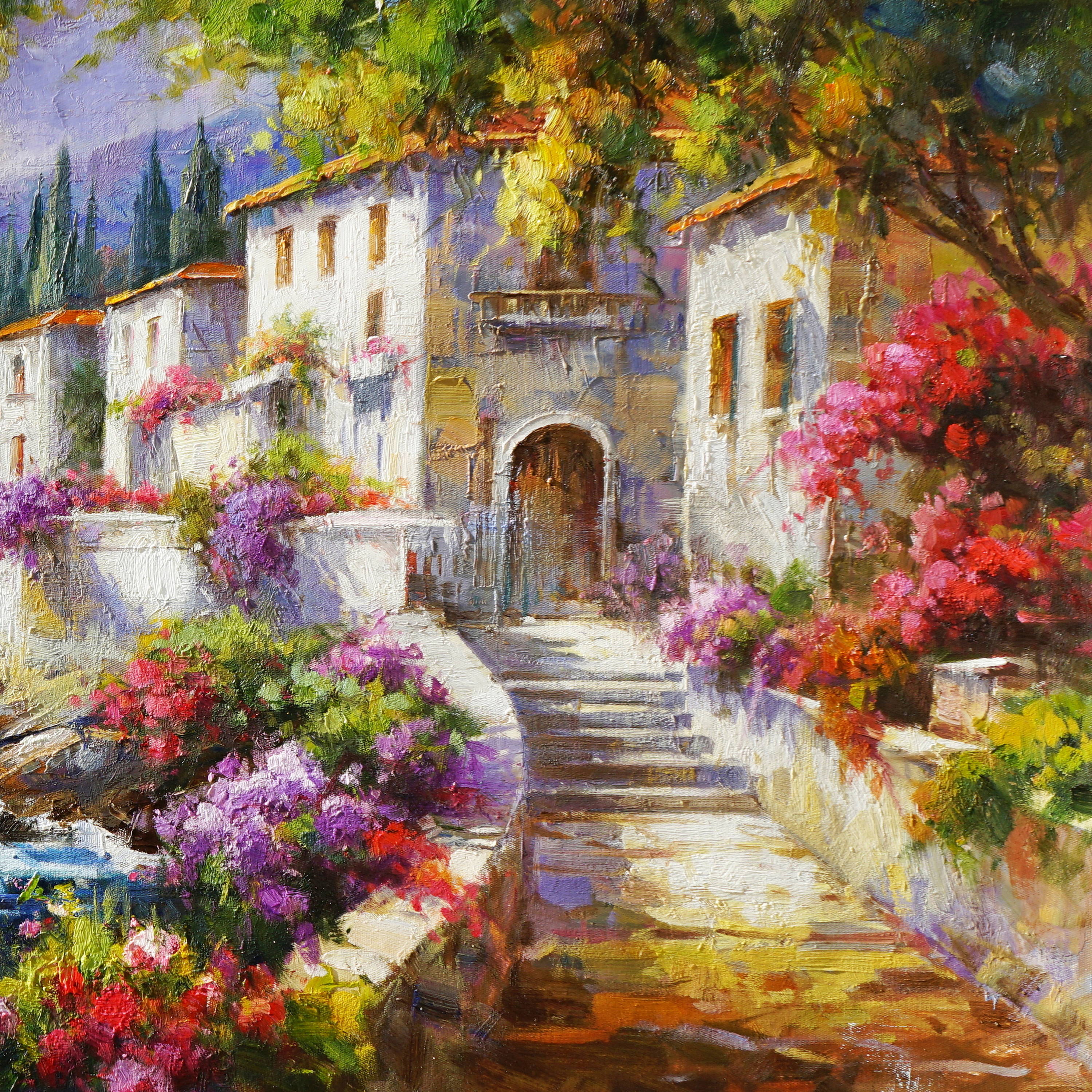 Dipinto a mano Costiera mediterranea 70x140cm