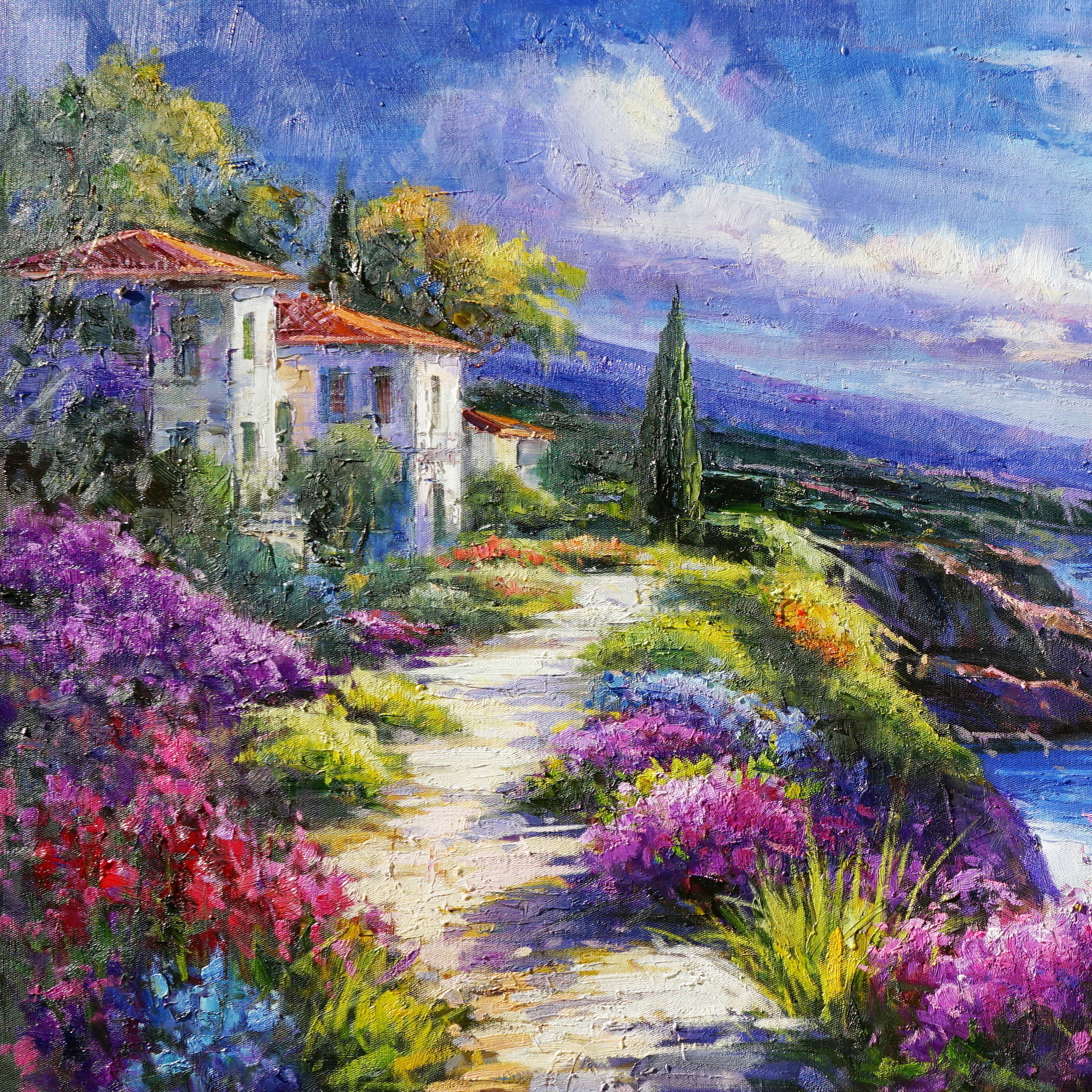 Hand painted A wonderful view of a beautiful landscape 70x140cm