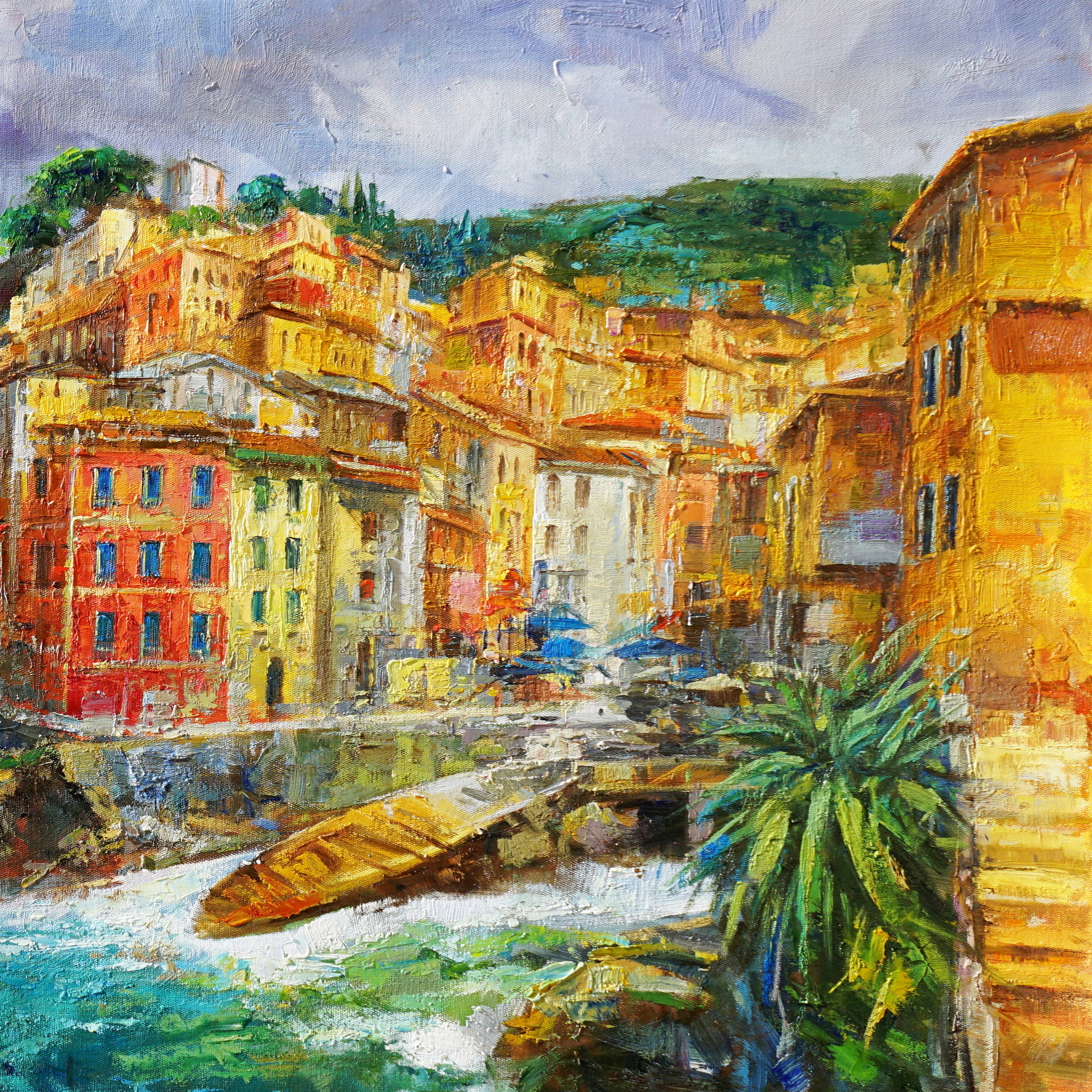 Dipinto a mano Riomaggiore Cinque Terre 70x140cm