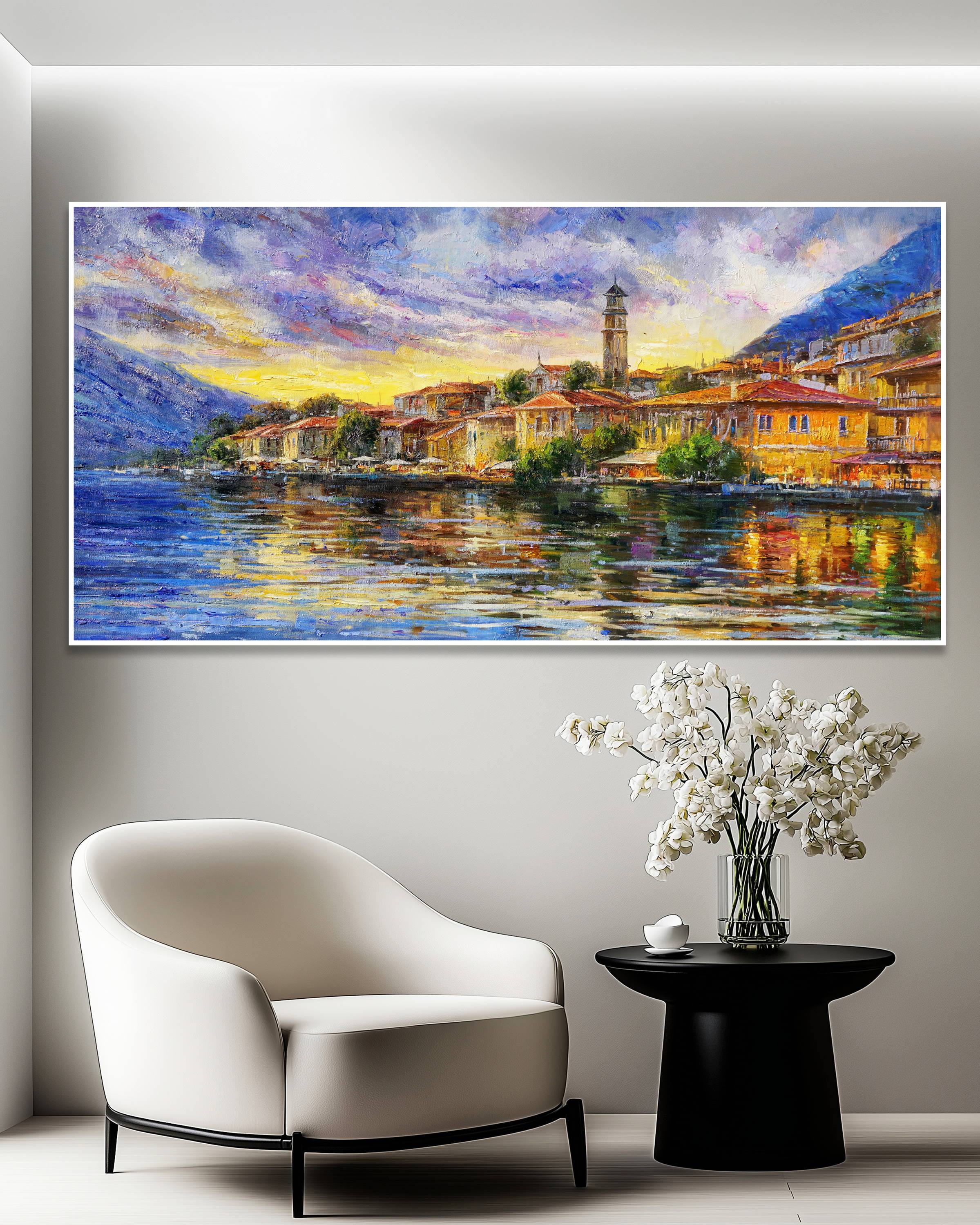 Dipinto a mano Limone del Garda 70x140cm