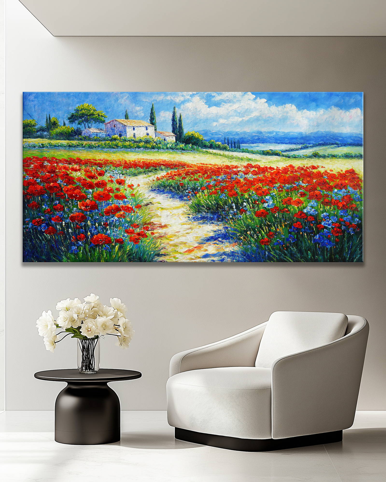 Hand painted A Field of Flowers 70x140cm