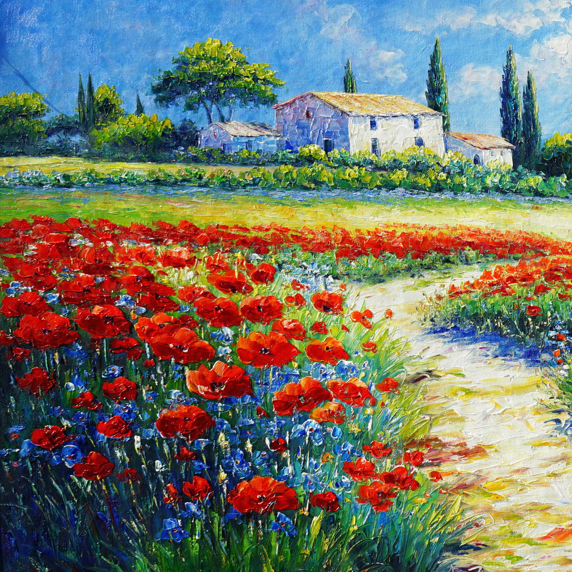 Hand painted A Field of Flowers 70x140cm