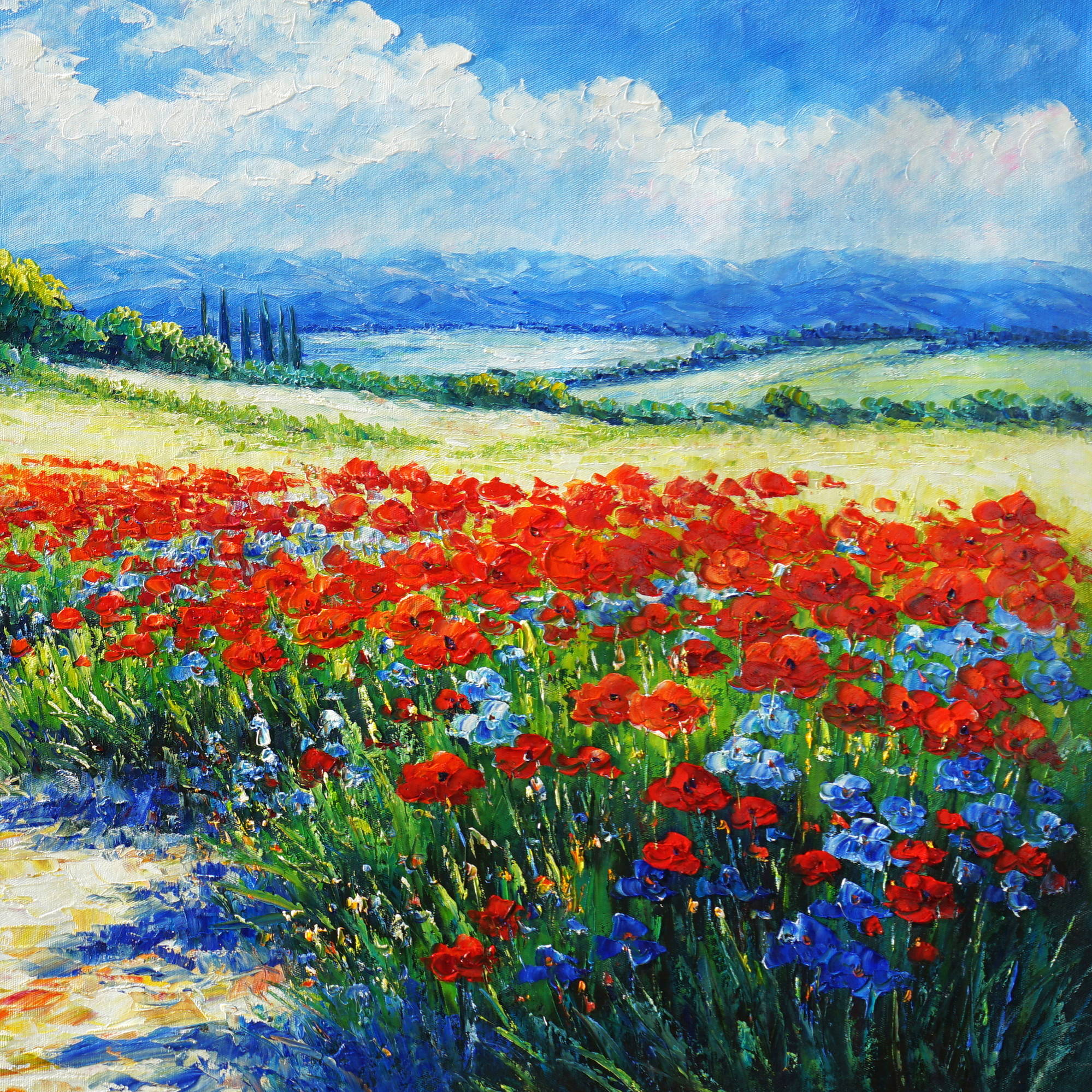 Hand painted A Field of Flowers 70x140cm