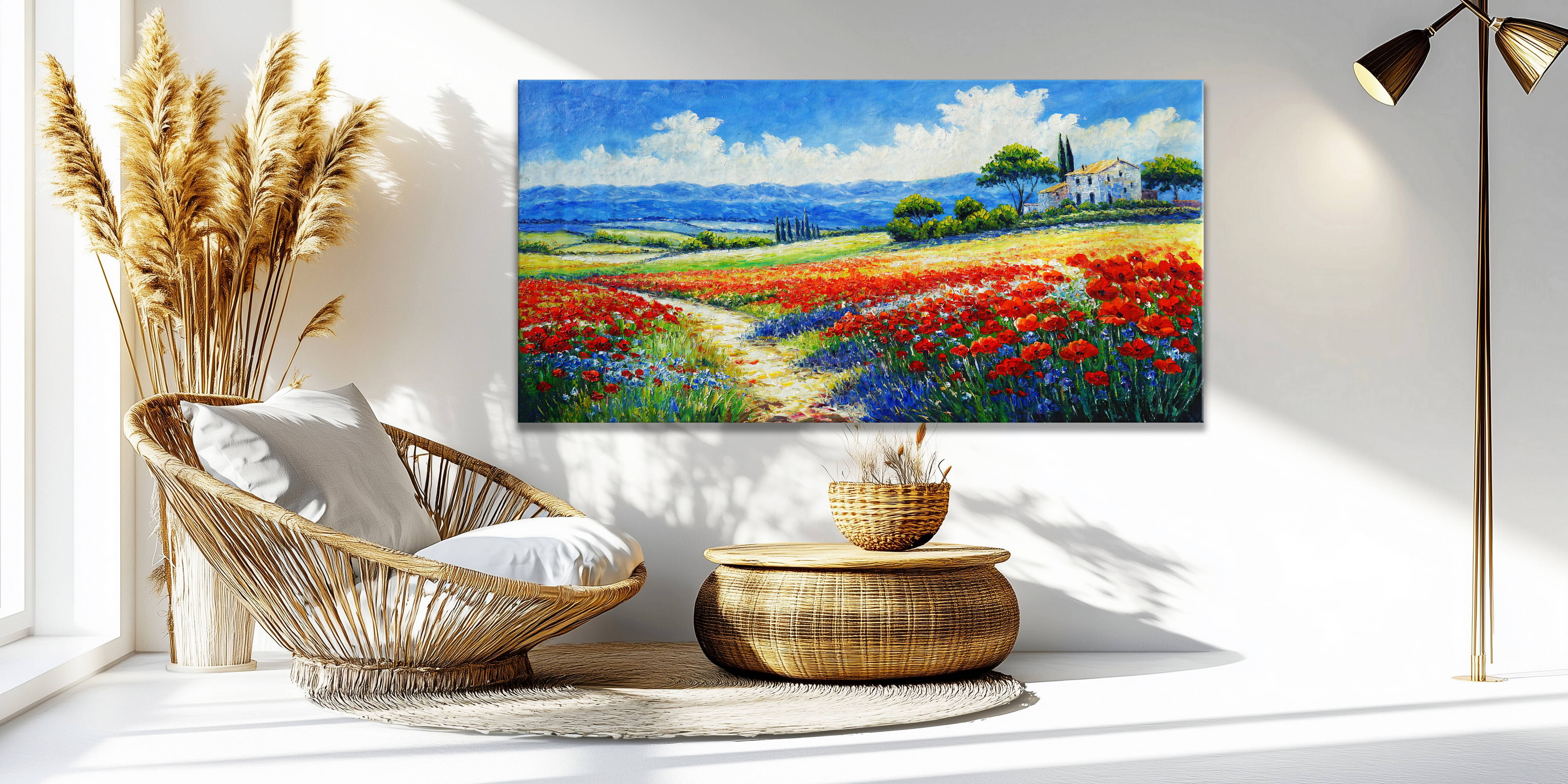 Hand painted Field of Colorful Flowers 70x140cm