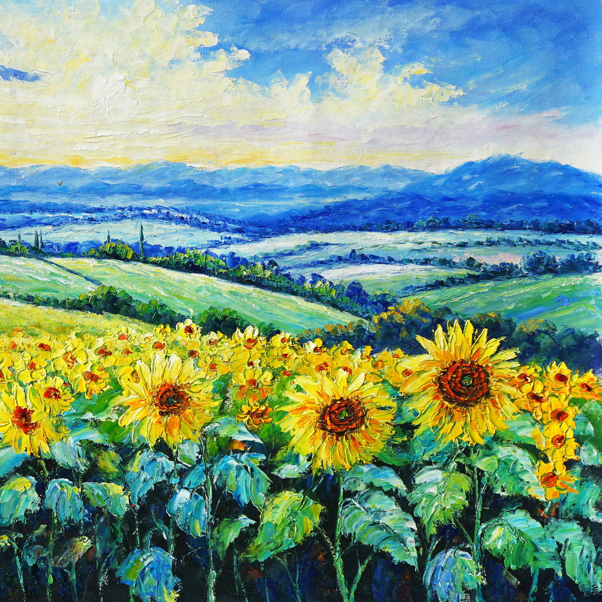 Hand painted Field of Flowers 70x140cm