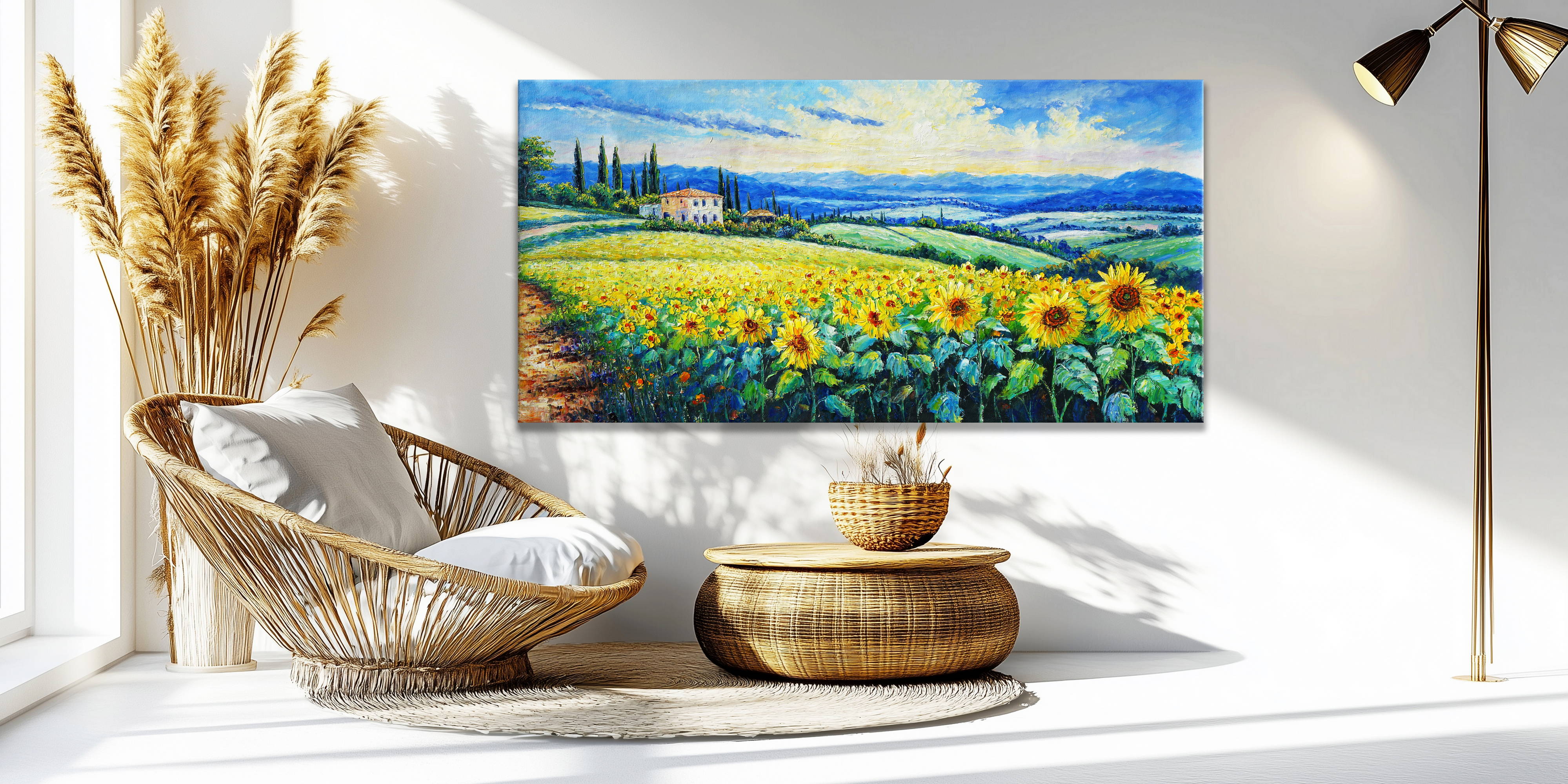 Hand painted Field of Flowers 70x140cm