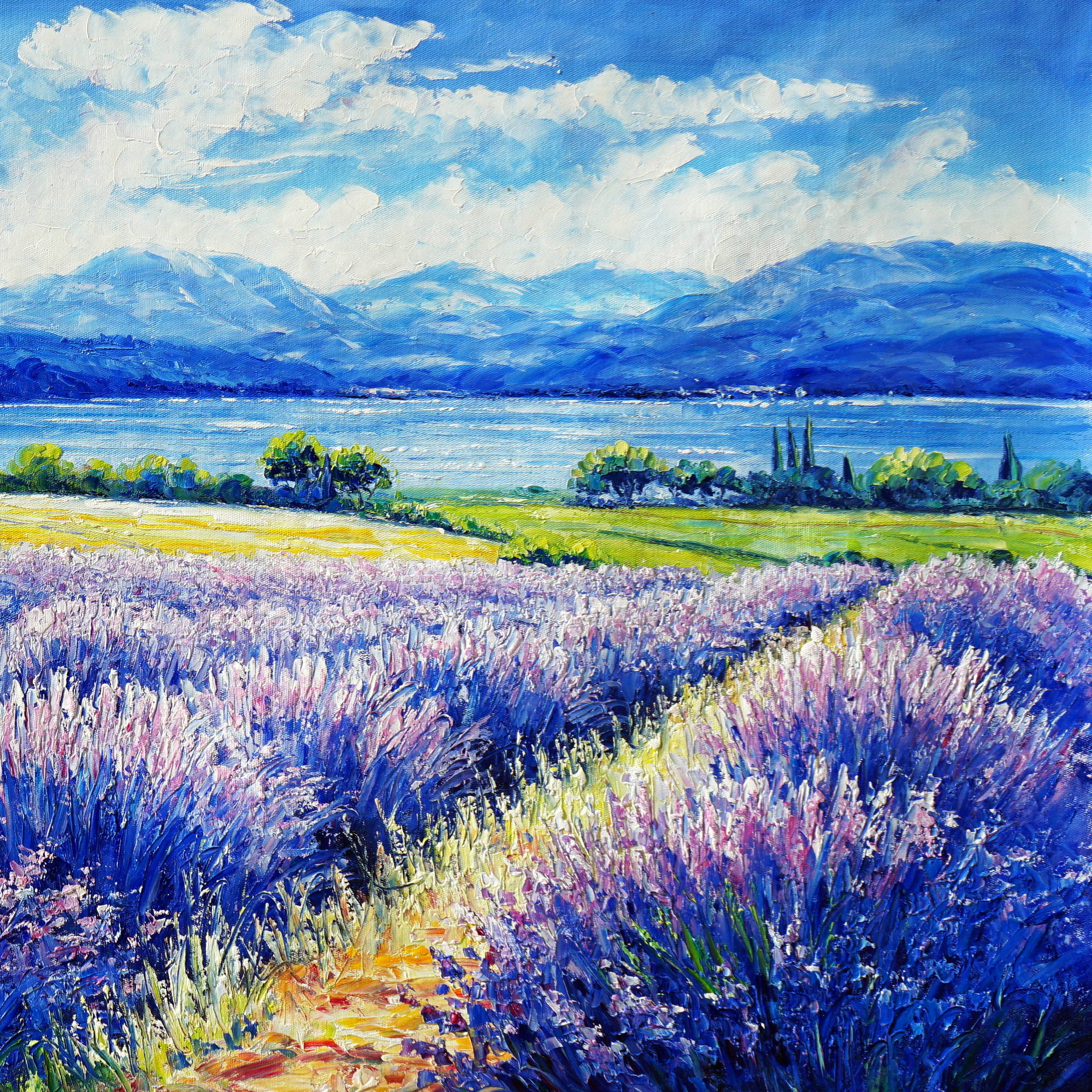 Hand painted Field of Flowers 70x140cm