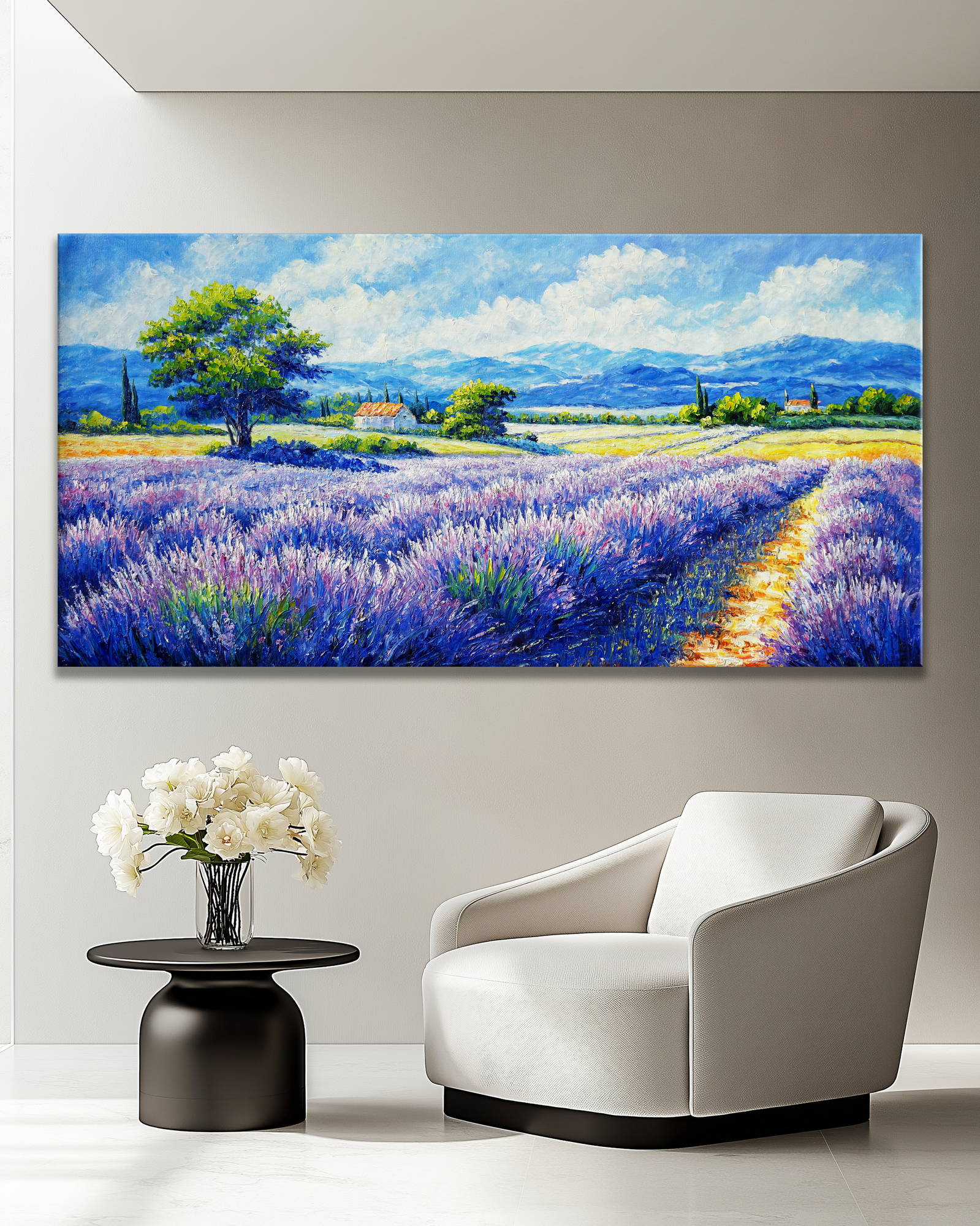 Dipinto a mano Campo di Lavanda 70x140cm