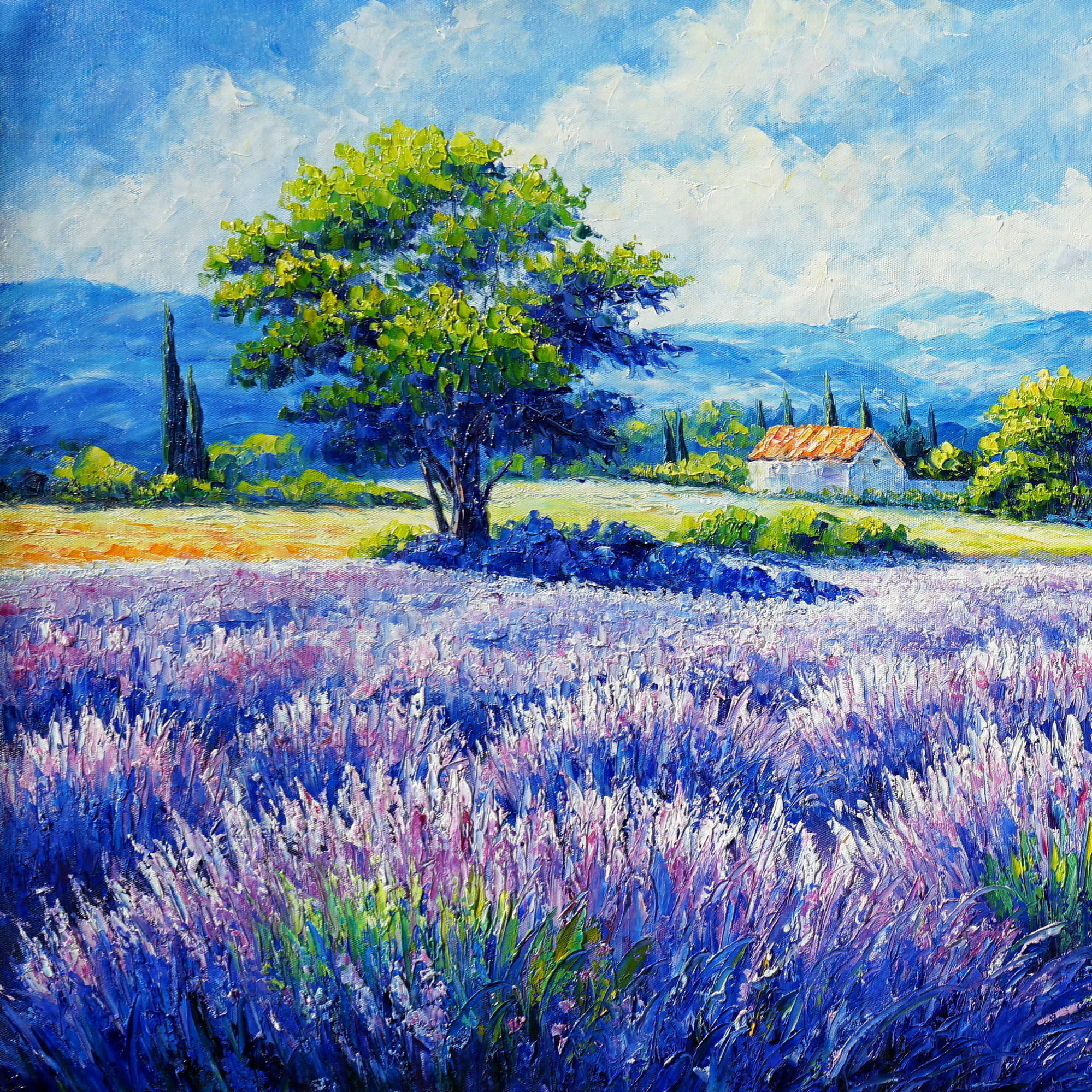 Dipinto a mano Campo di Lavanda 70x140cm