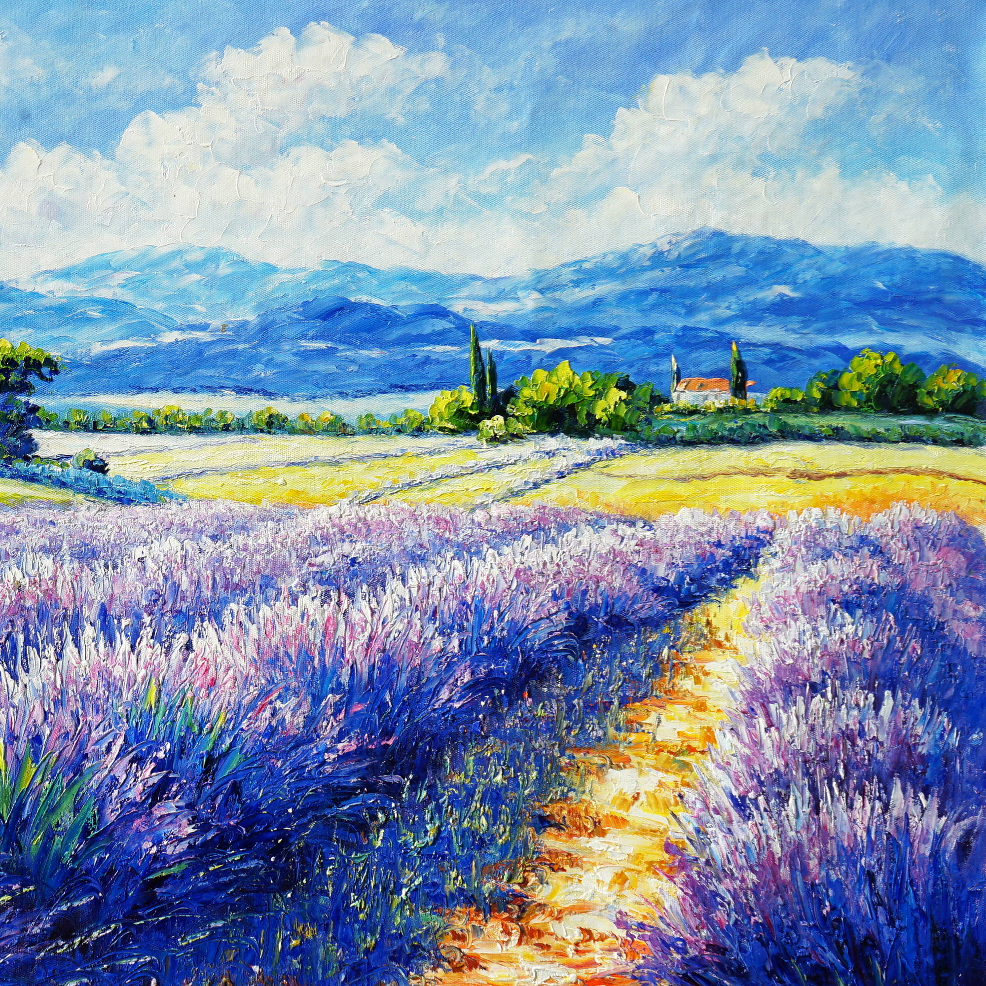 Dipinto a mano Campo di Lavanda 70x140cm