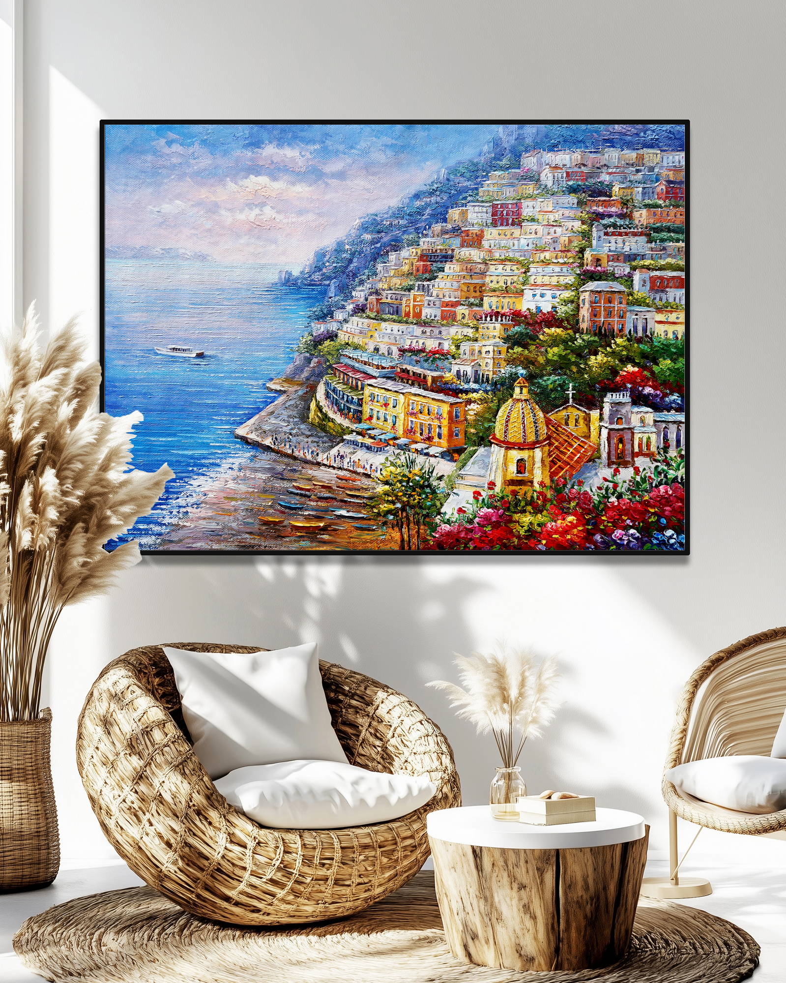 Dipinto a mano Borgo di Positano 75x100cm