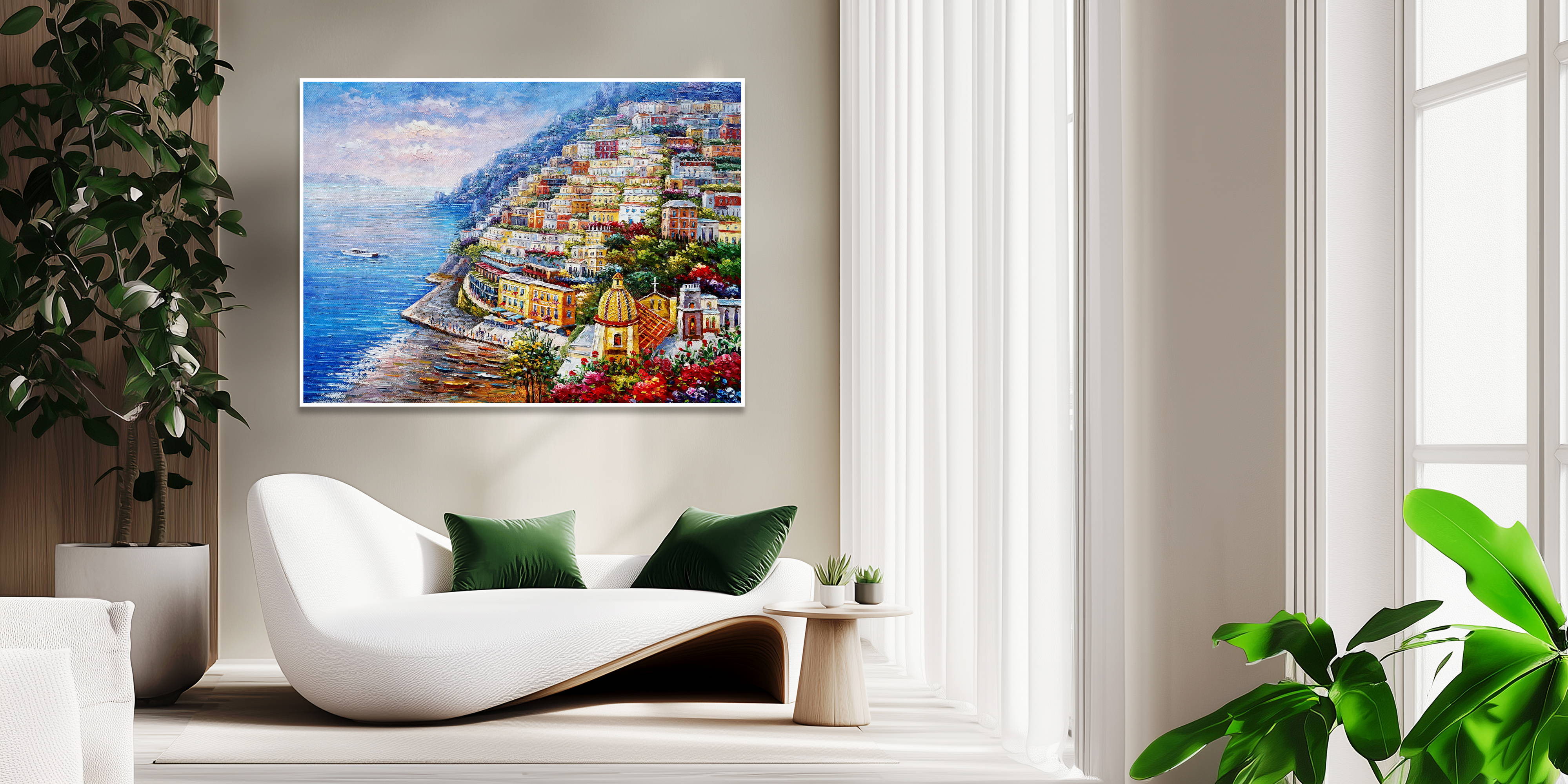 Dipinto a mano Borgo di Positano 75x100cm