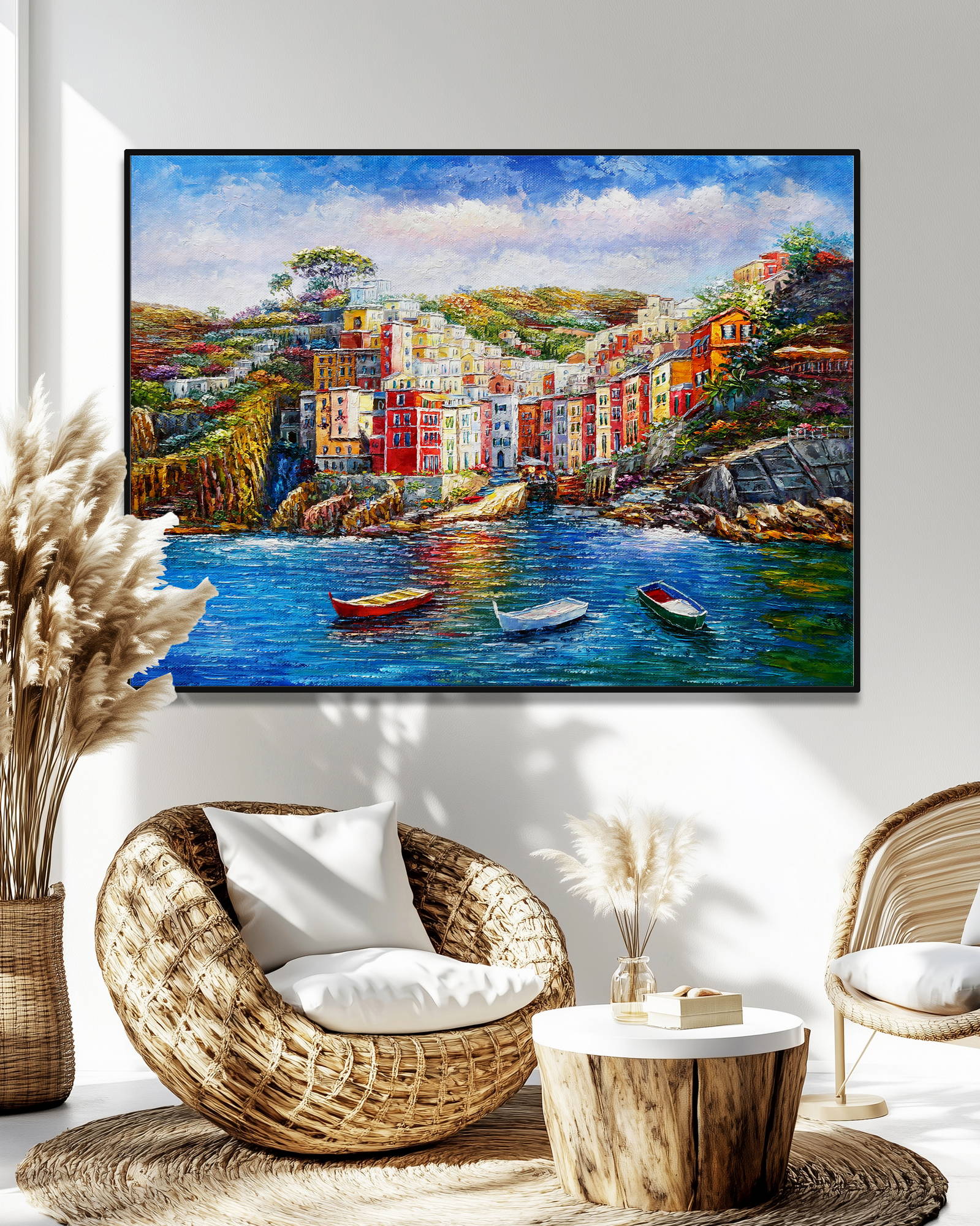 Dipinto a mano Riomaggiore Cinque Terre 75x100cm