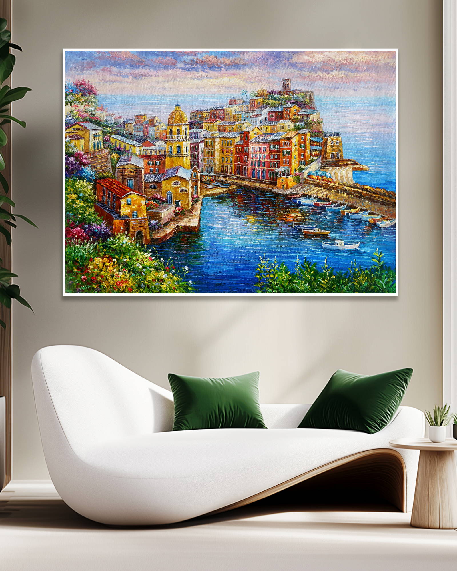 Dipinto a mano Cinque Terre Vernazza 75x100cm