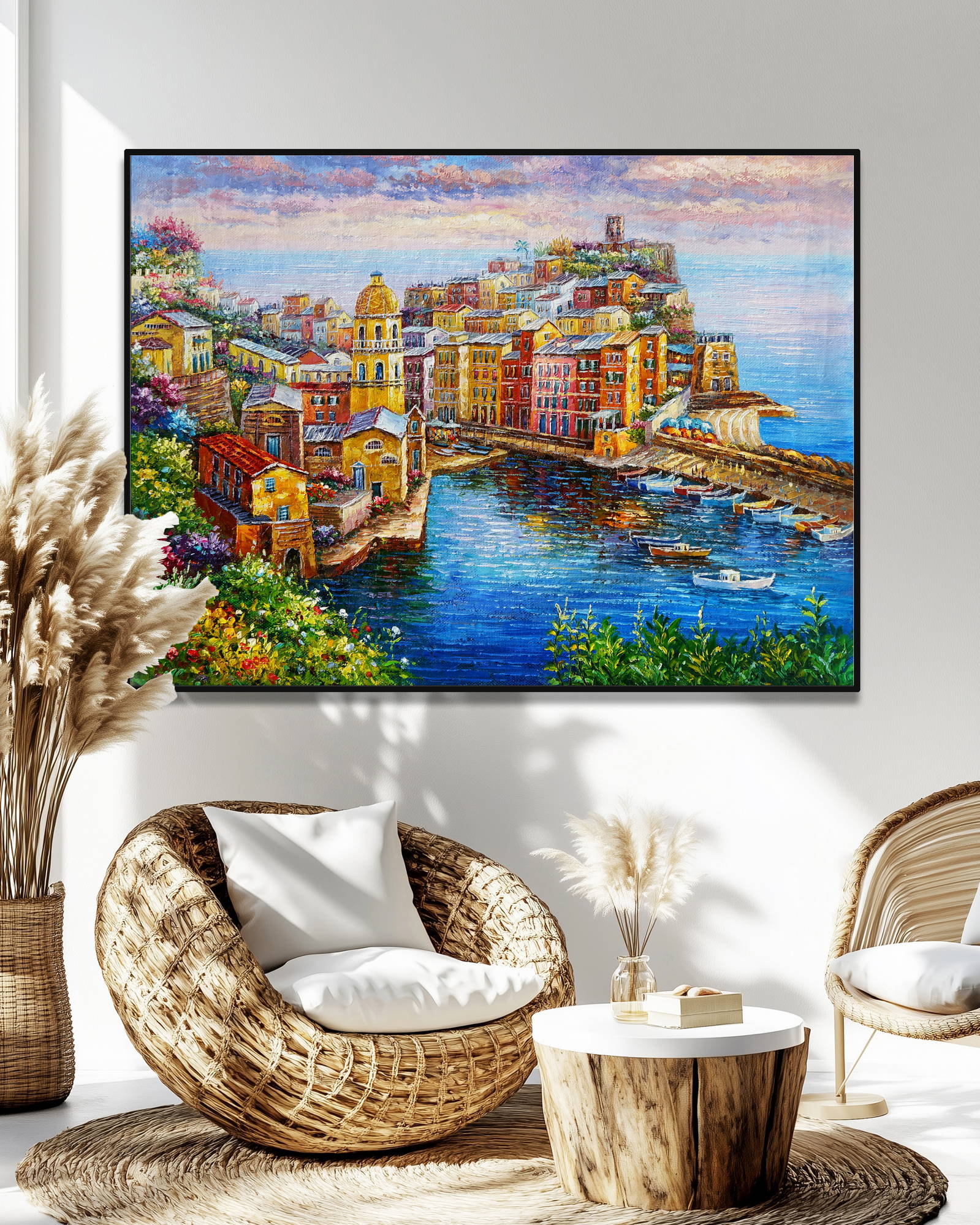 Dipinto a mano Cinque Terre Vernazza 75x100cm