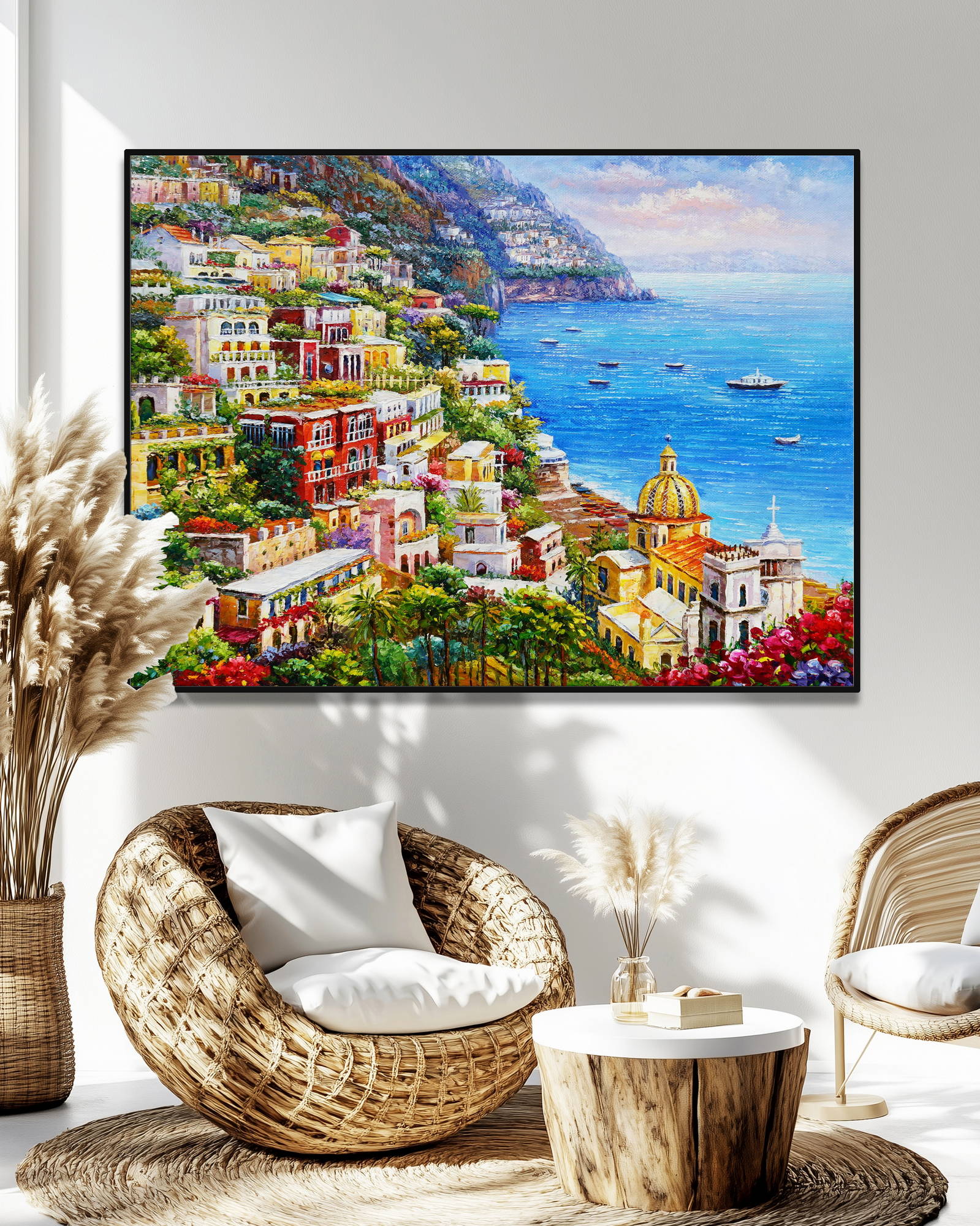 Dipinto a mano Borgo di Positano 75x100cm