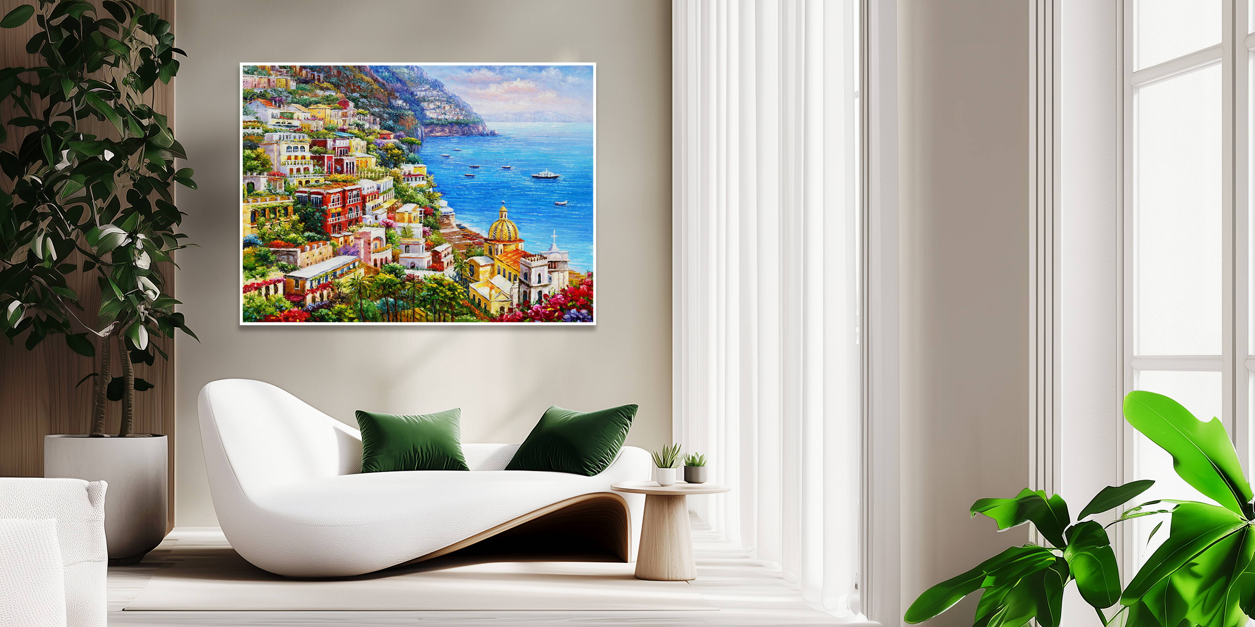 Dipinto a mano Borgo di Positano 75x100cm