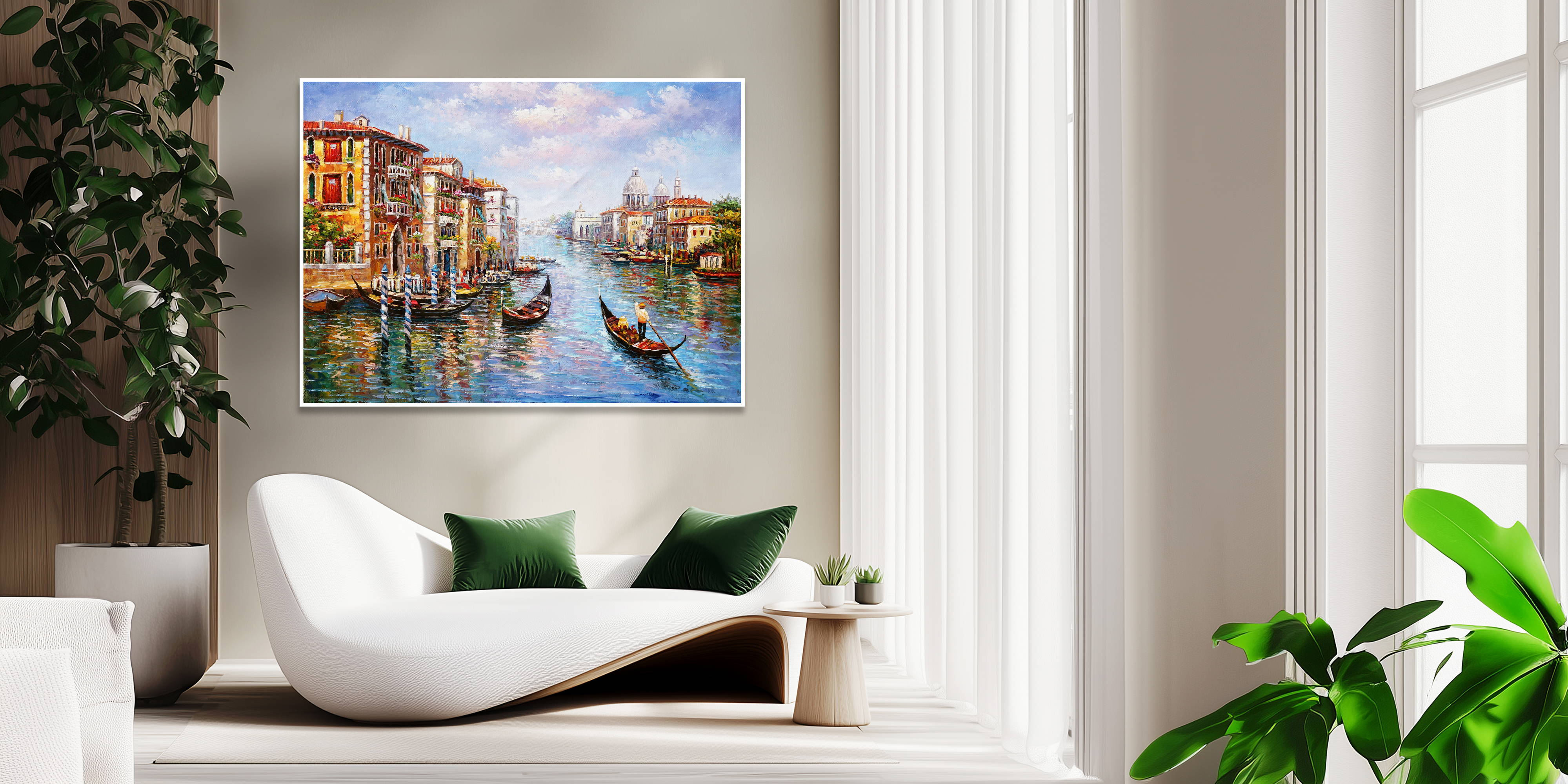 Dipinto a mano Gondole Venezia Canal Grande 75x100cm