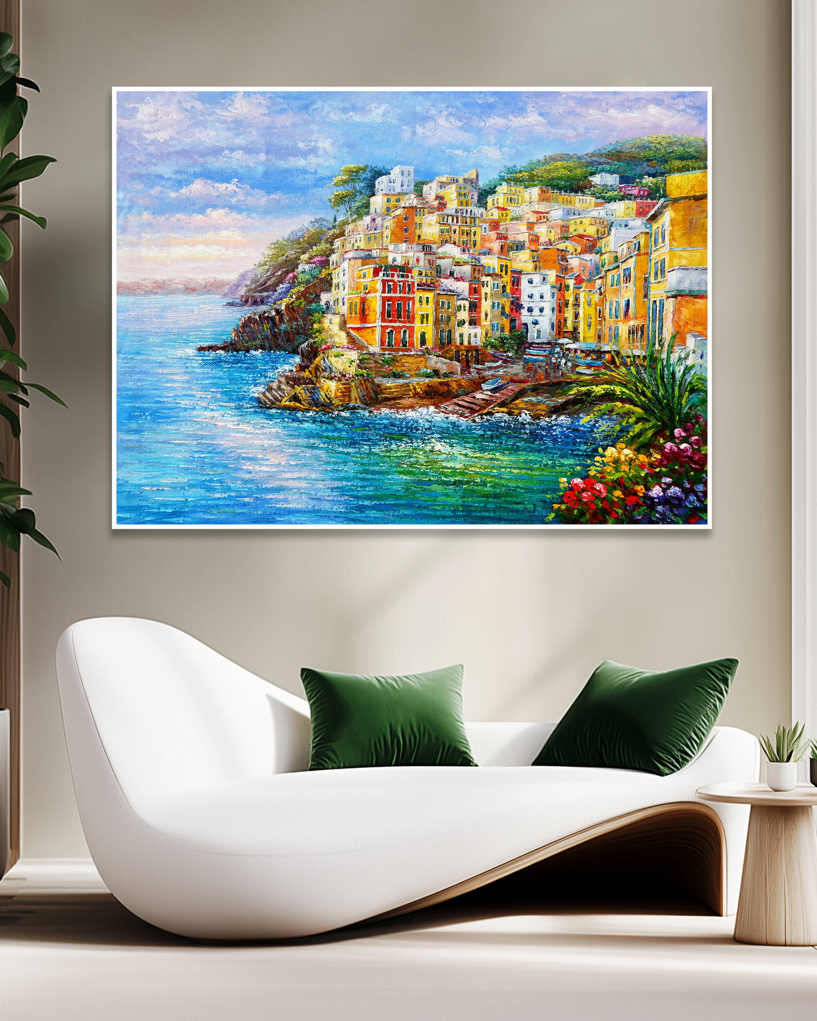 Dipinto a mano Riomaggiore Cinque Terre 75x100cm